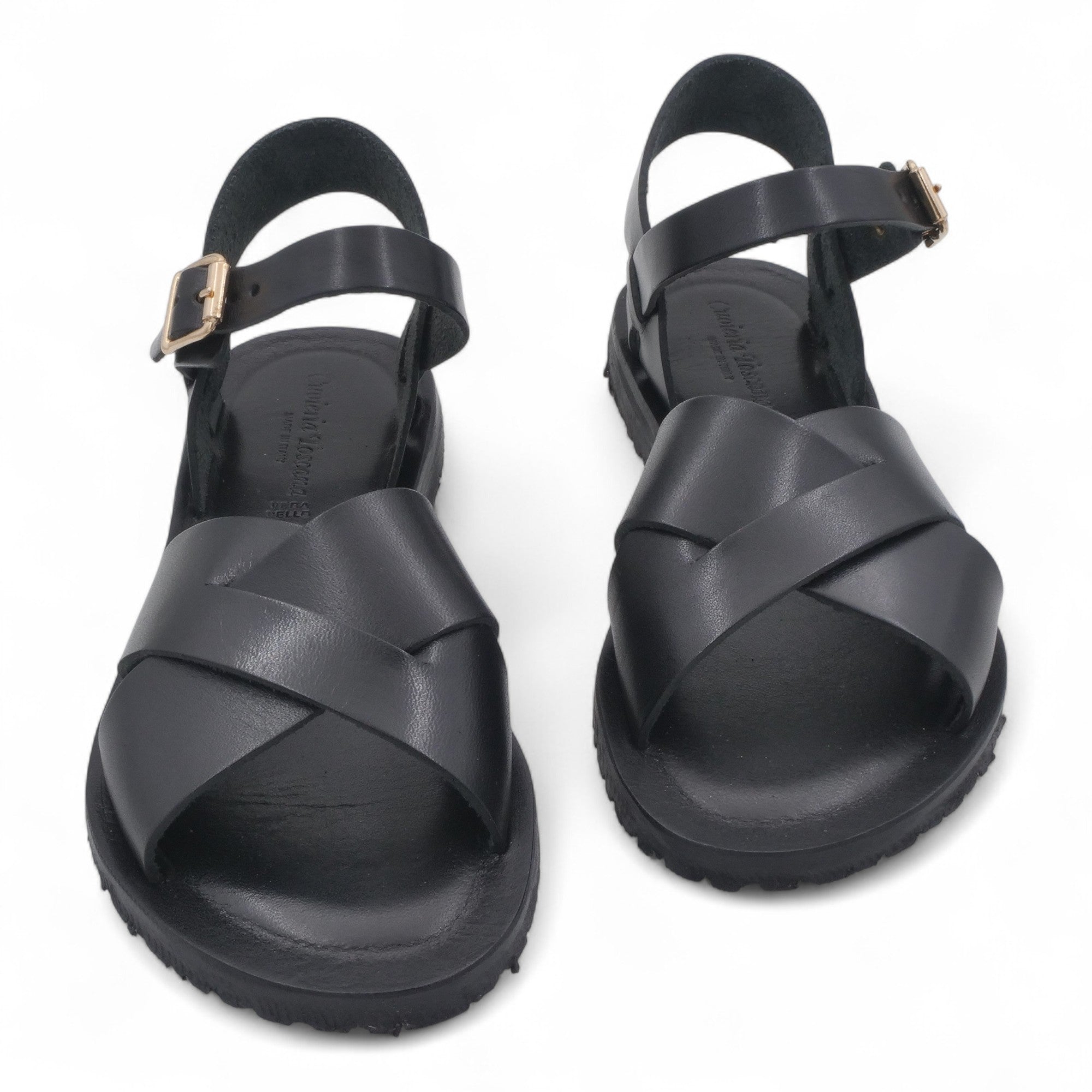 '- ["Artigianato","Cuoieria Toscana","Donna","PE25","Sandali","Sandali Eleganti","Scarpe"] - Sandali Con Cinturino Pelle Green Bay Dive Nero 124/A - Lupis SRL