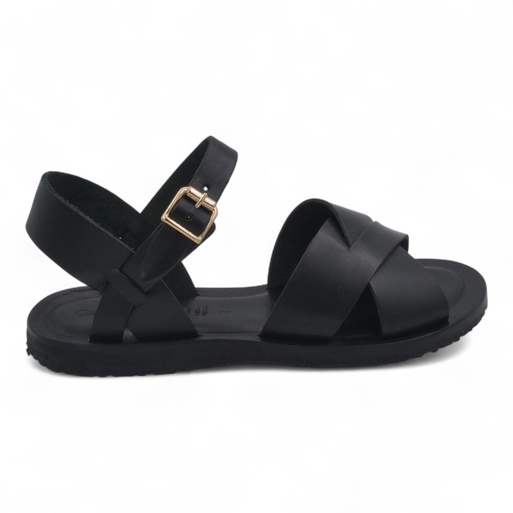'- ["Artigianato","Cuoieria Toscana","Donna","PE25","Sandali","Sandali Eleganti","Scarpe"] - Sandali Con Cinturino Pelle Green Bay Dive Nero 124/A - Lupis SRL