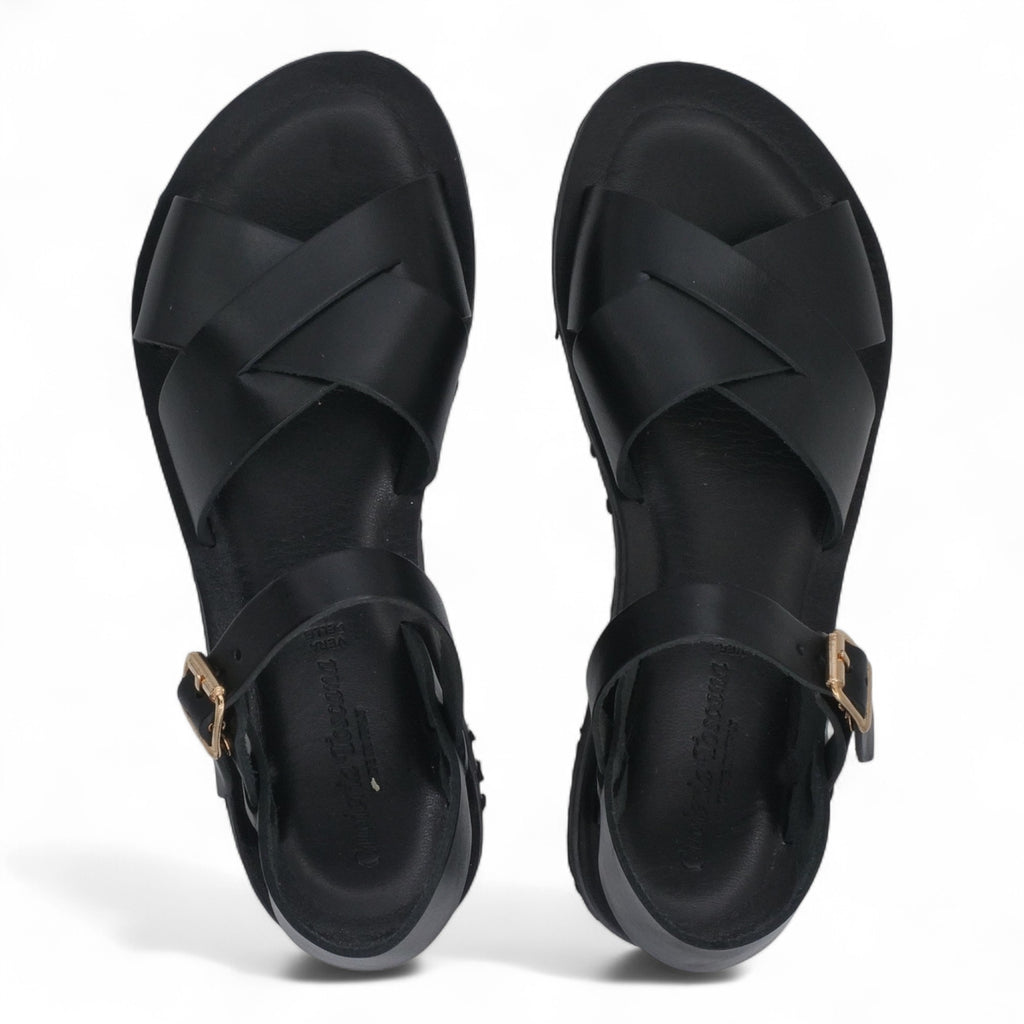 '- ["Artigianato","Cuoieria Toscana","Donna","PE25","Sandali","Sandali Eleganti","Scarpe"] - Sandali Con Cinturino Pelle Green Bay Dive Nero 124/A - Lupis SRL