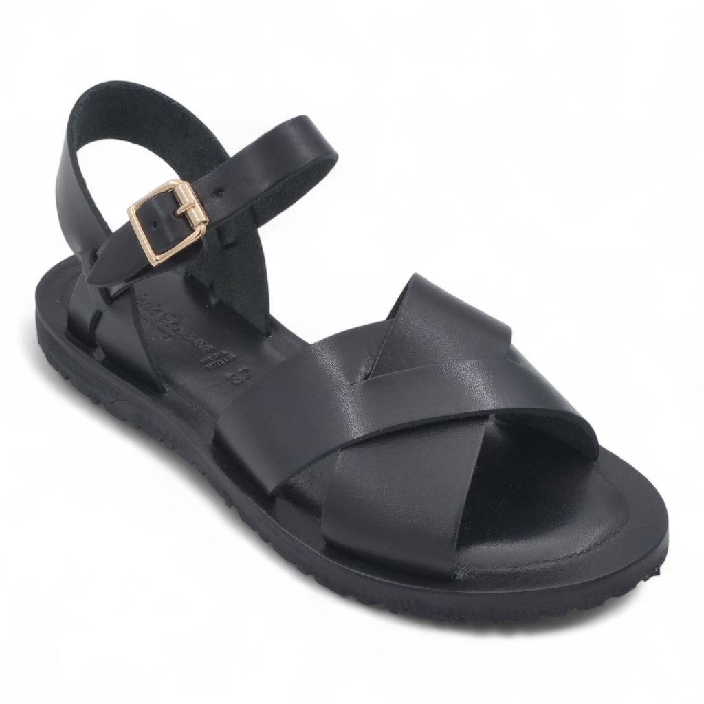 '- ["Artigianato","Cuoieria Toscana","Donna","PE25","Sandali","Sandali Eleganti","Scarpe"] - Sandali Con Cinturino Pelle Green Bay Dive Nero 124/A - Lupis SRL