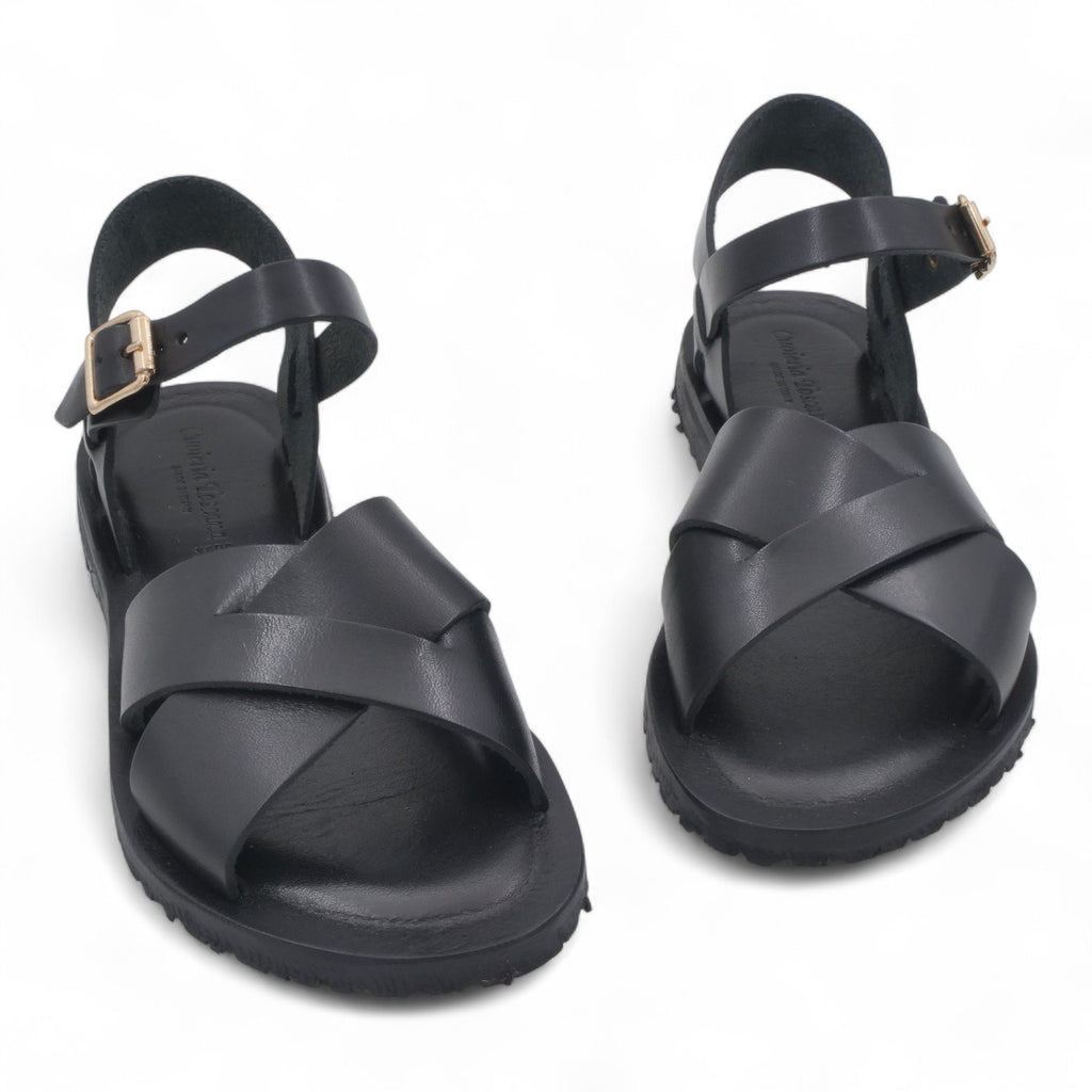 '- ["Artigianato","Cuoieria Toscana","Donna","PE25","Sandali","Sandali Eleganti","Scarpe"] - Sandali Con Cinturino Pelle Green Bay Dive Nero 124/A - Lupis SRL