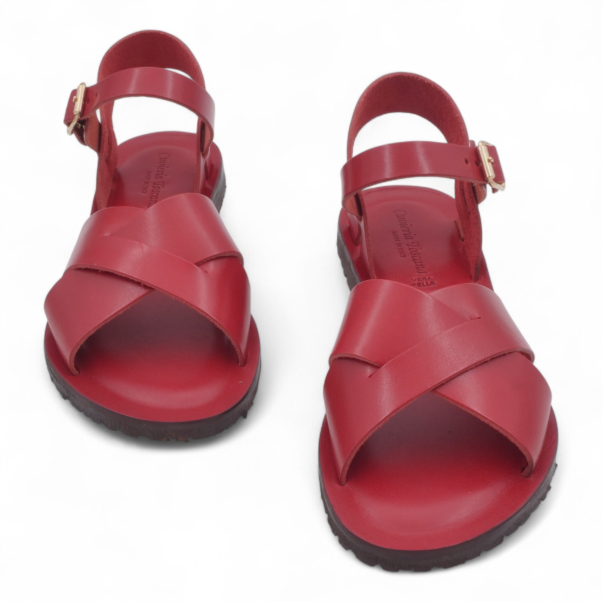 '- ["Artigianato","Cuoieria Toscana","Donna","PE25","Sandali","Sandali Eleganti","Scarpe"] - Sandali Con Cinturino Pelle Green Bay Dive Rosso 124/A - Lupis SRL