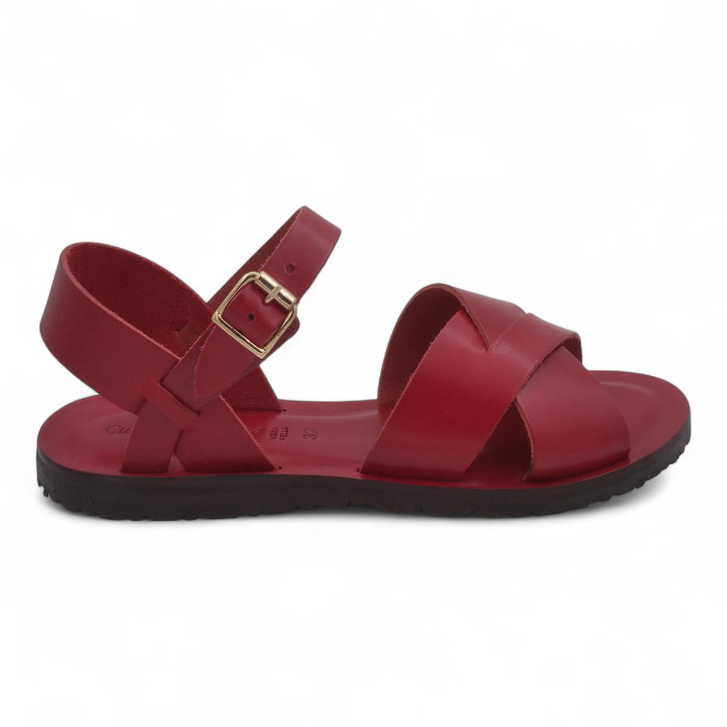 '- ["Artigianato","Cuoieria Toscana","Donna","PE25","Sandali","Sandali Eleganti","Scarpe"] - Sandali Con Cinturino Pelle Green Bay Dive Rosso 124/A - Lupis SRL