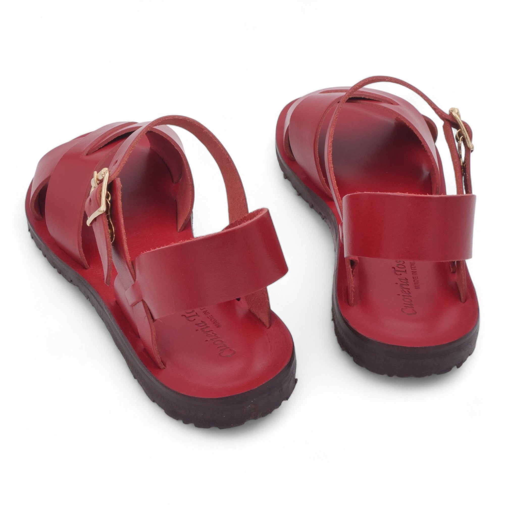 '- ["Artigianato","Cuoieria Toscana","Donna","PE25","Sandali","Sandali Eleganti","Scarpe"] - Sandali Con Cinturino Pelle Green Bay Dive Rosso 124/A - Lupis SRL