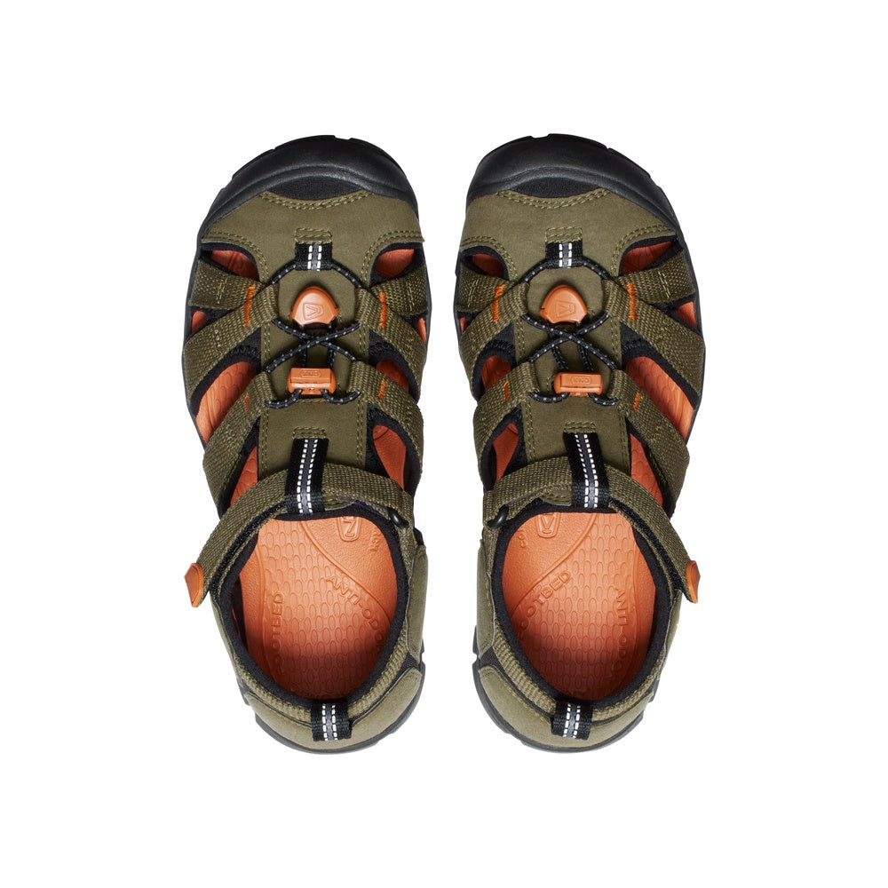 Keen Kids Seacamp II CNX Y Dark Olive Gold Flame Sandals 1028851