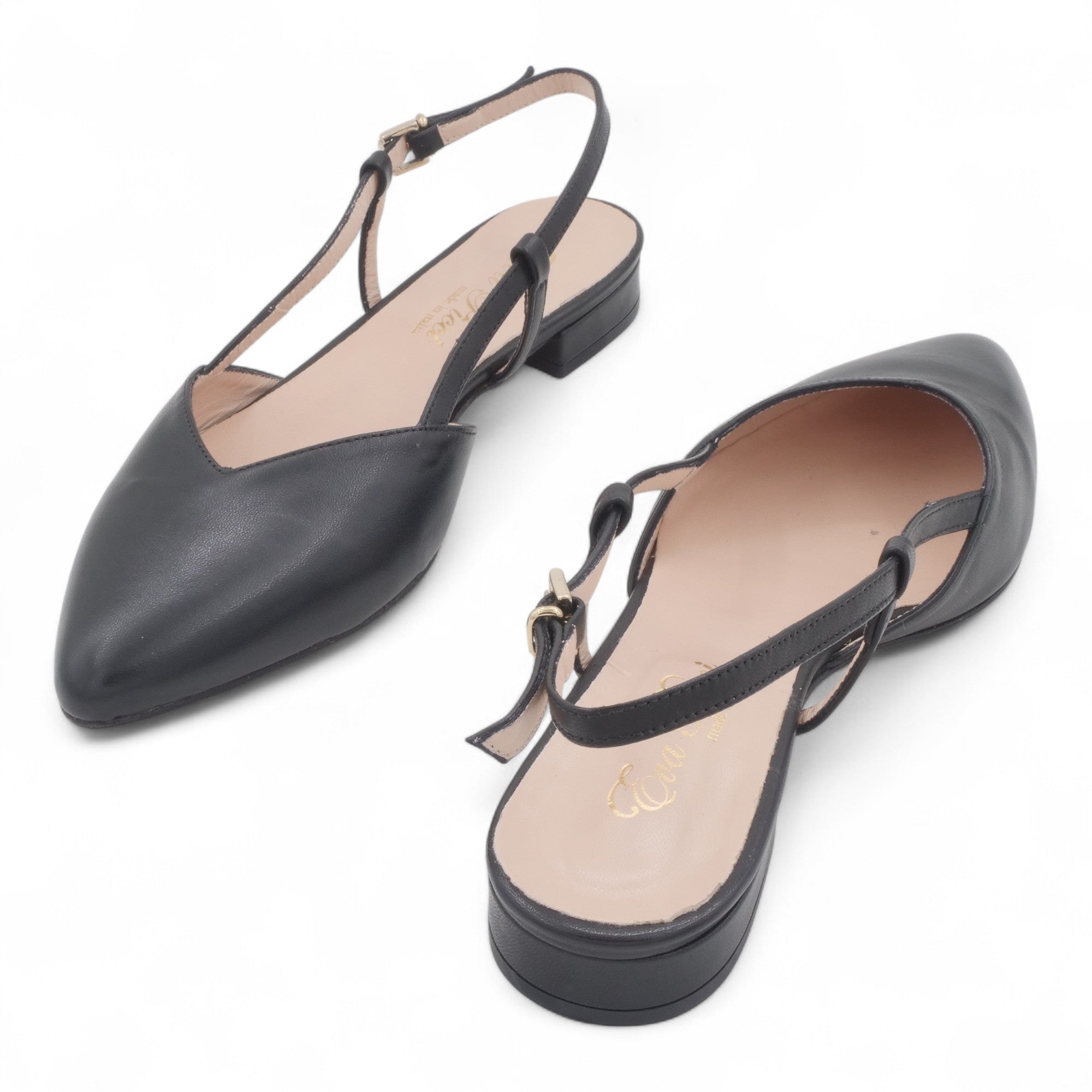 '- ["Artigianato","Donna","Eva Picci","Scarpe","Slingback","Tacco"] - Sandali con Tacco Da Donna Eva Picci Nappa Nero T Pelle S Cuoio 1198 - Lupis SRL