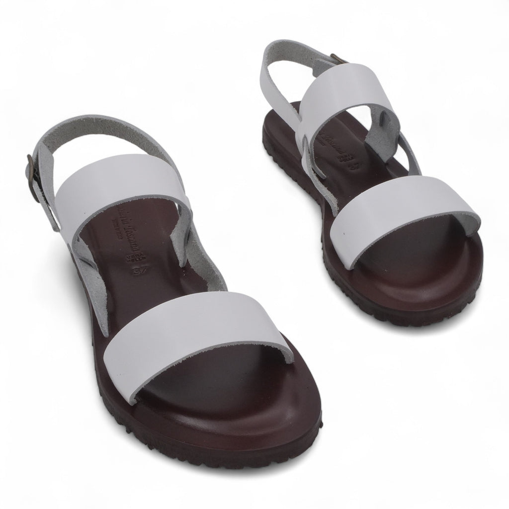 '- ["Artigianato","Cuoieria Toscana","Donna","PE25","Sandali","Sandali Eleganti","Scarpe"] - Sandalo Frate Pelle Green Bay Dive Bianco 12 - Lupis SRL