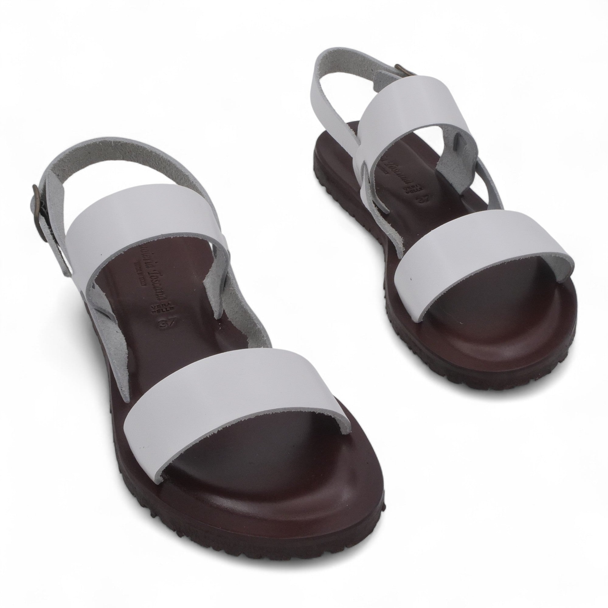 '- ["Artigianato","Cuoieria Toscana","Donna","PE25","Sandali","Sandali Eleganti","Scarpe"] - Sandalo Frate Pelle Green Bay Dive Bianco 12 - Lupis SRL