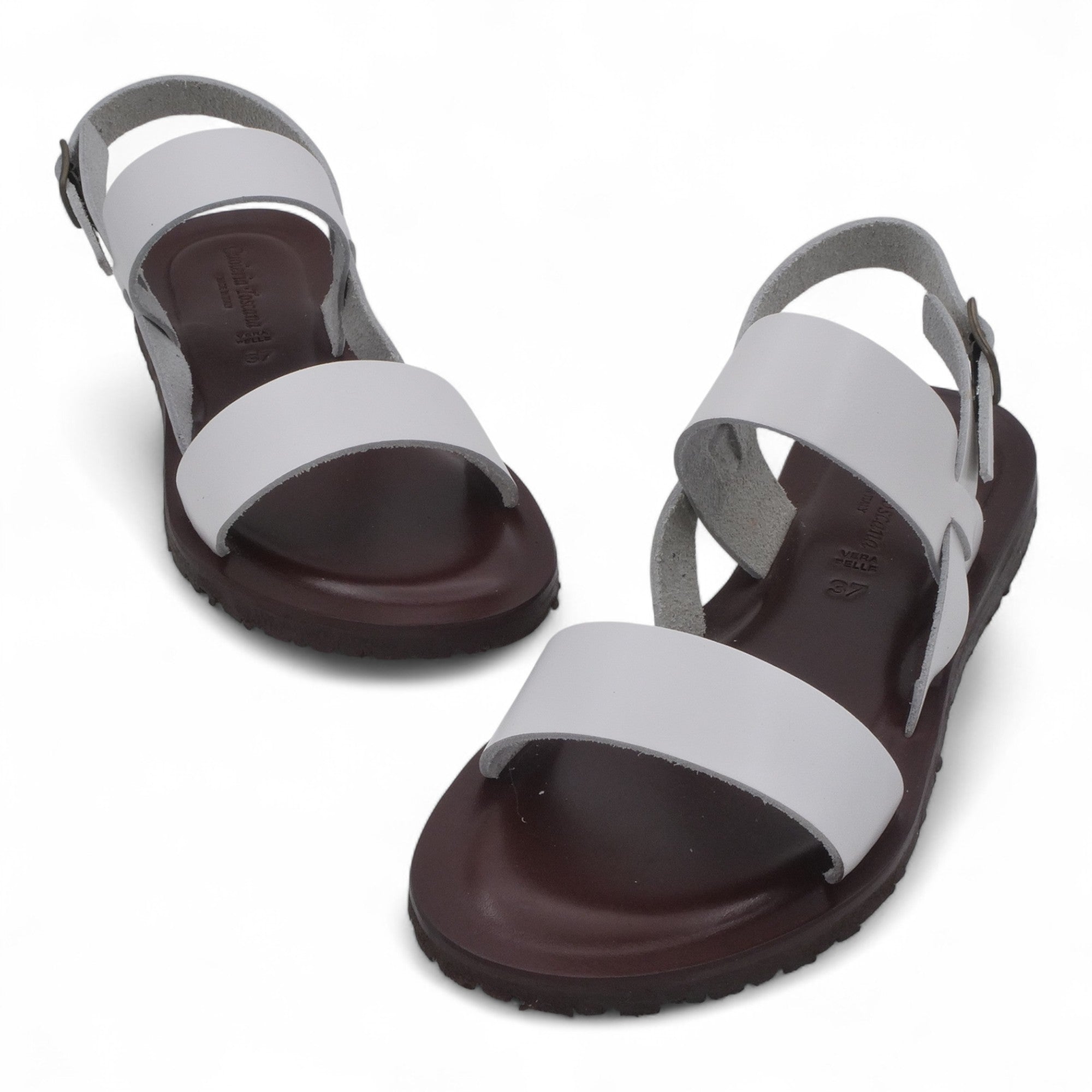'- ["Artigianato","Cuoieria Toscana","Donna","PE25","Sandali","Sandali Eleganti","Scarpe"] - Sandalo Frate Pelle Green Bay Dive Bianco 12 - Lupis SRL