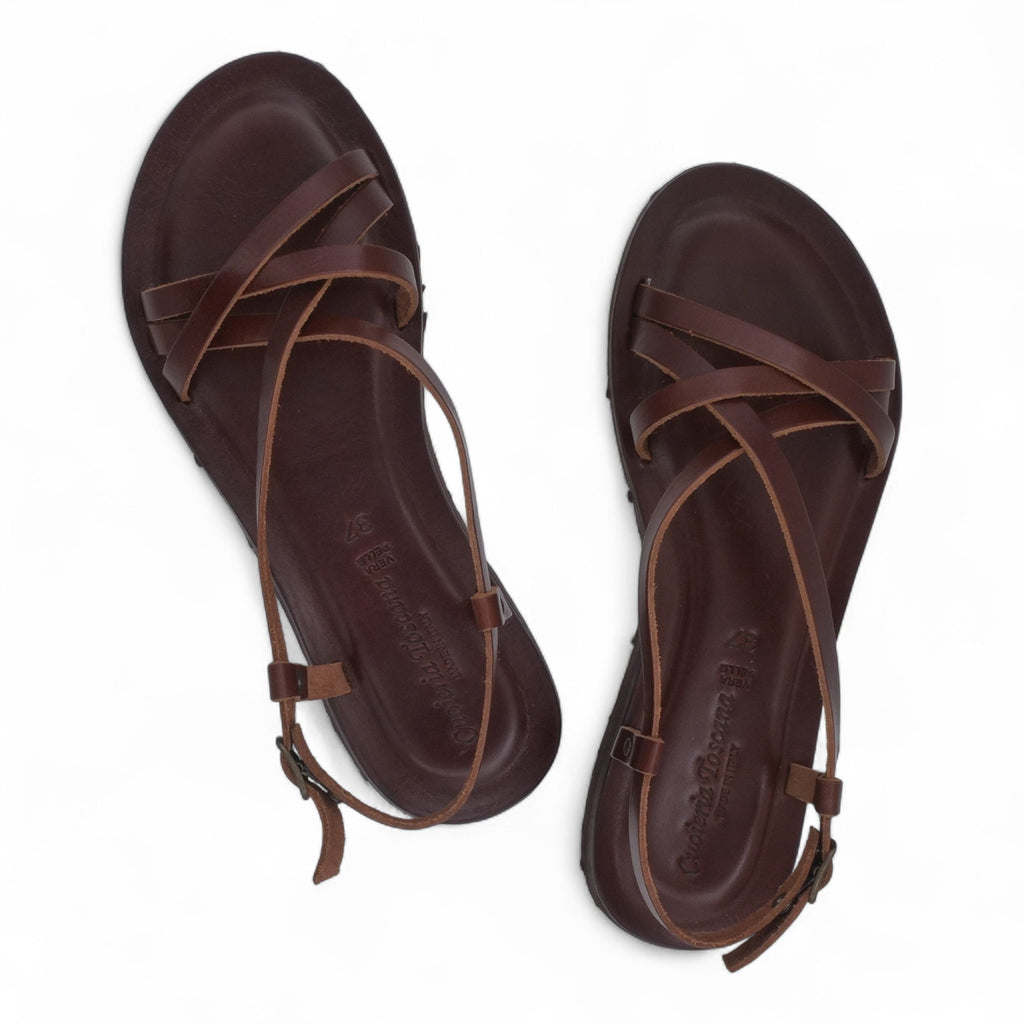 '- ["Artigianato","Cuoieria Toscana","Donna","PE25","Sandali","Sandali Eleganti","Scarpe"] - Sandalo Pelle Green Bay Dive Marrone 45 - Lupis SRL