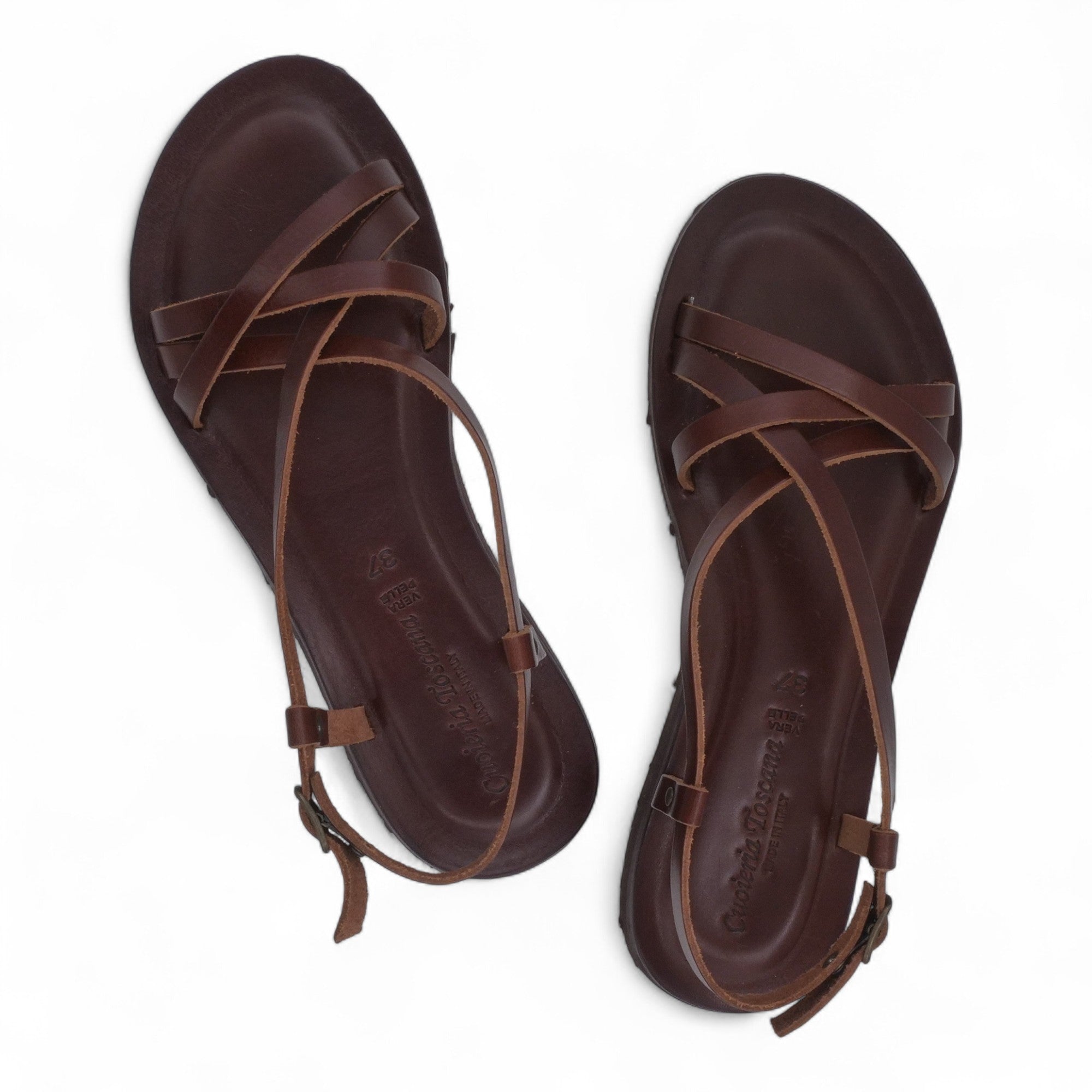 '- ["Artigianato","Cuoieria Toscana","Donna","PE25","Sandali","Sandali Eleganti","Scarpe"] - Sandalo Pelle Green Bay Dive Marrone 45 - Lupis SRL