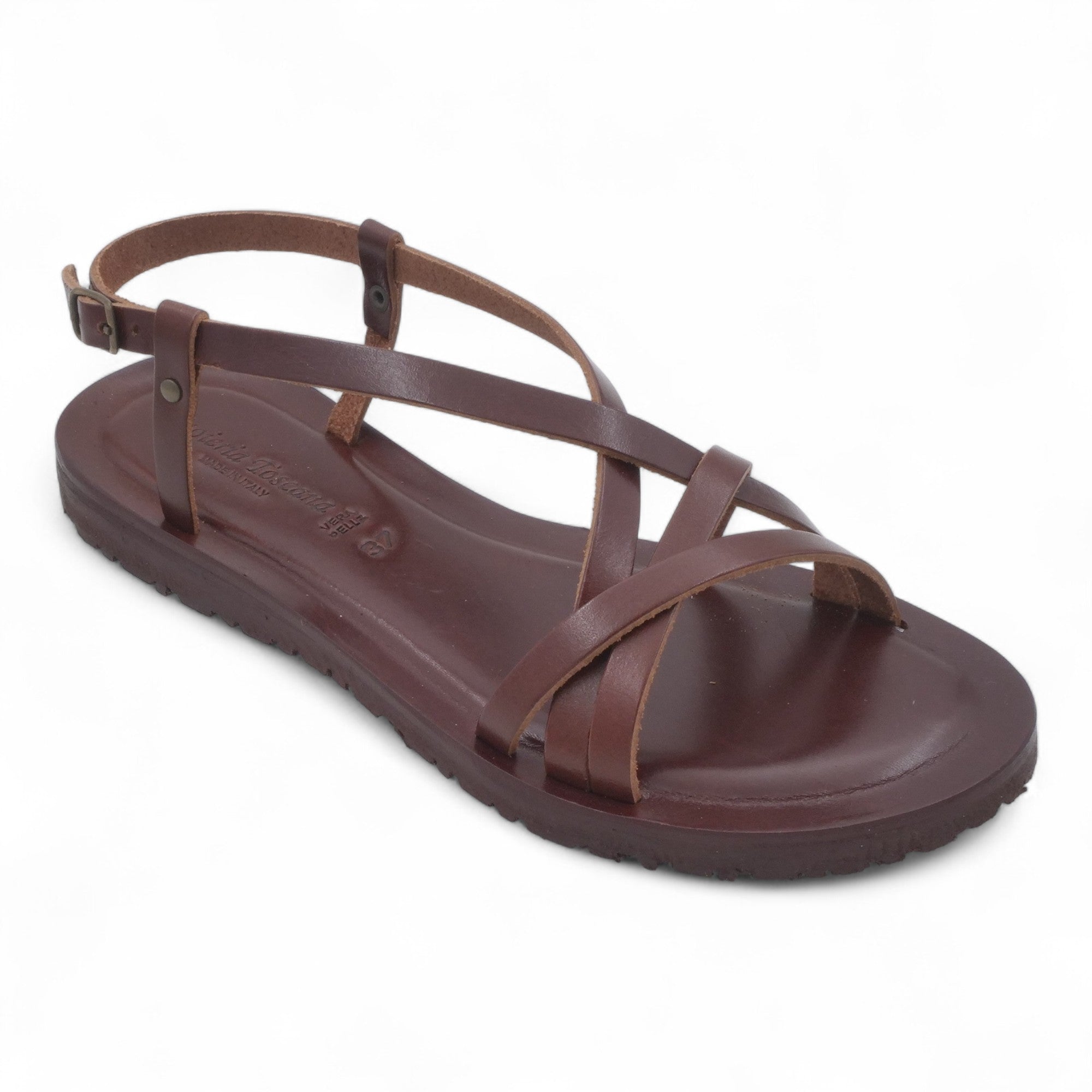 '- ["Artigianato","Cuoieria Toscana","Donna","PE25","Sandali","Sandali Eleganti","Scarpe"] - Sandalo Pelle Green Bay Dive Marrone 45 - Lupis SRL
