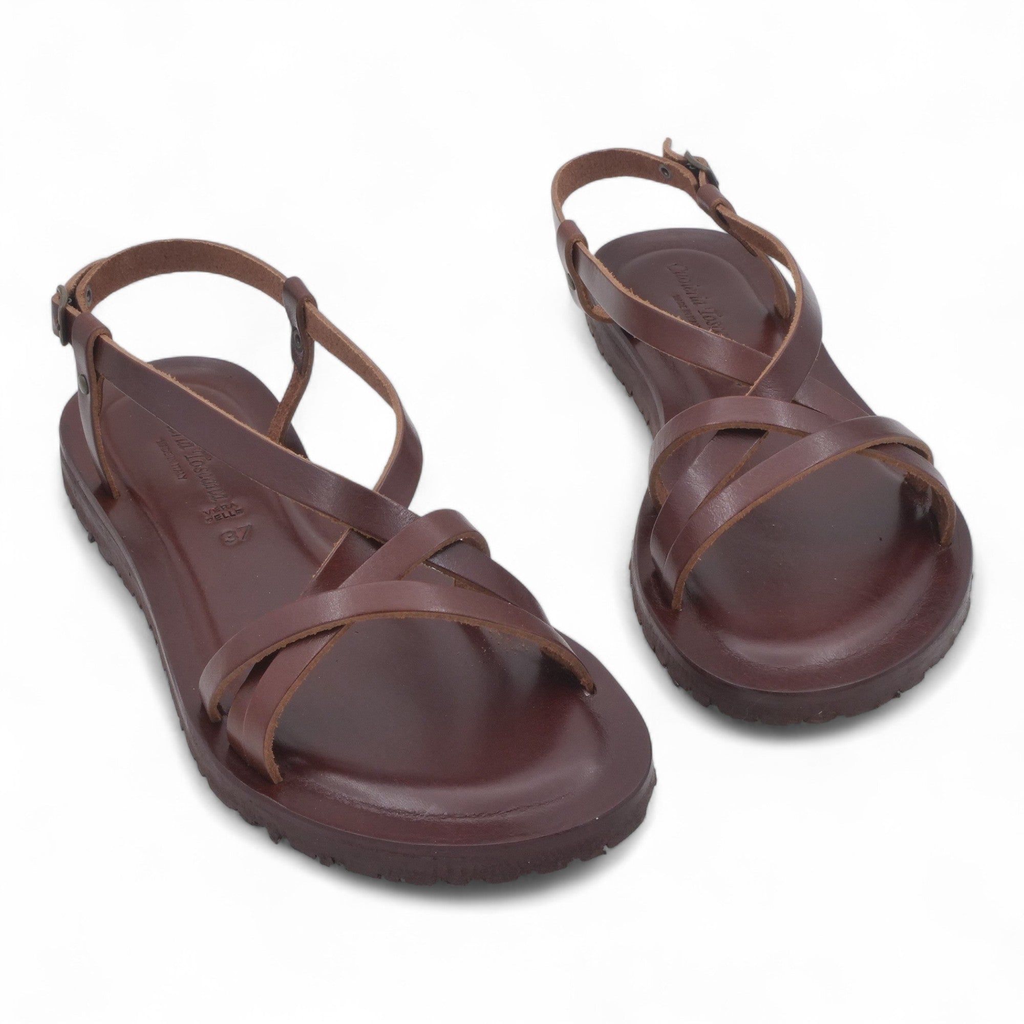 '- ["Artigianato","Cuoieria Toscana","Donna","PE25","Sandali","Sandali Eleganti","Scarpe"] - Sandalo Pelle Green Bay Dive Marrone 45 - Lupis SRL