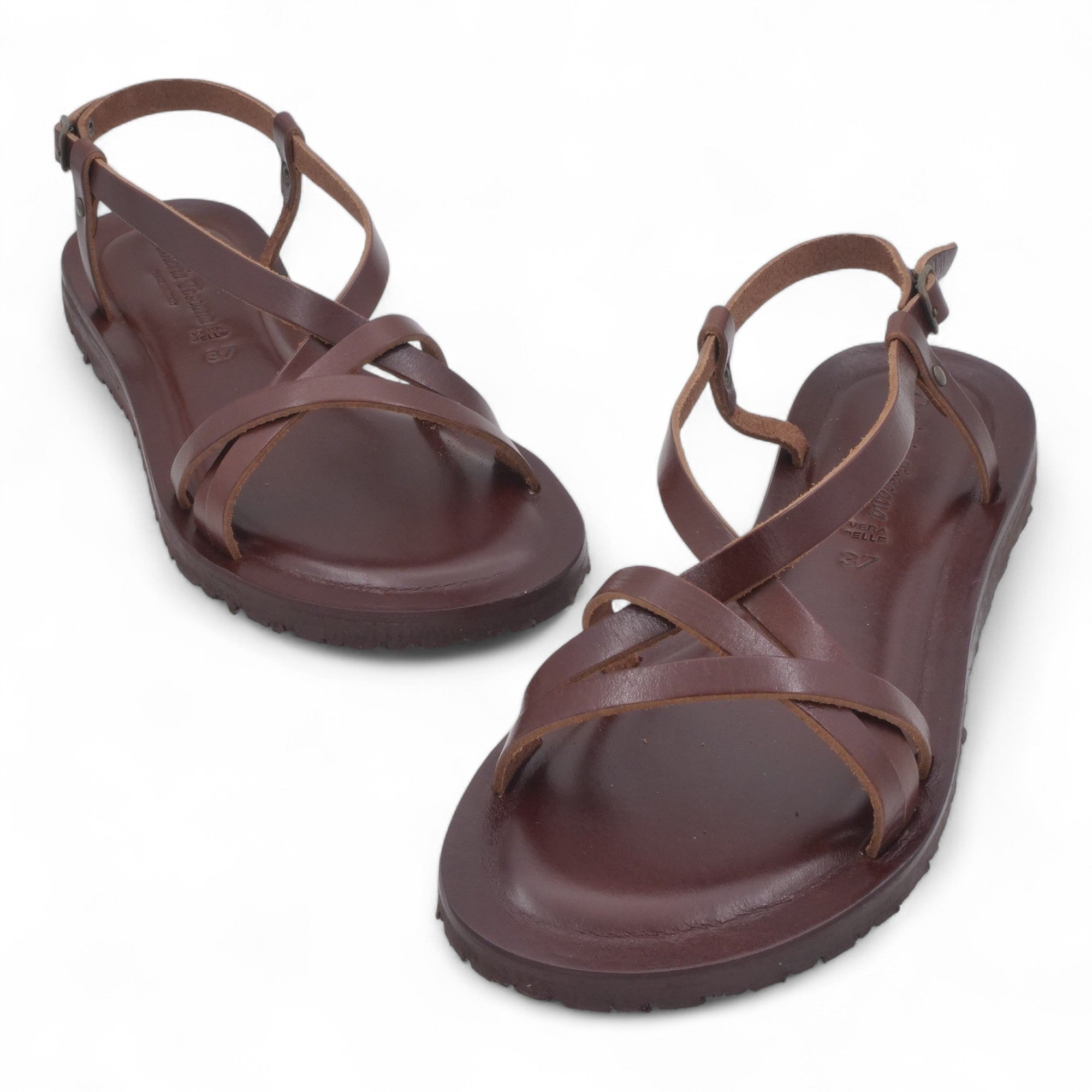 '- ["Artigianato","Cuoieria Toscana","Donna","PE25","Sandali","Sandali Eleganti","Scarpe"] - Sandalo Pelle Green Bay Dive Marrone 45 - Lupis SRL
