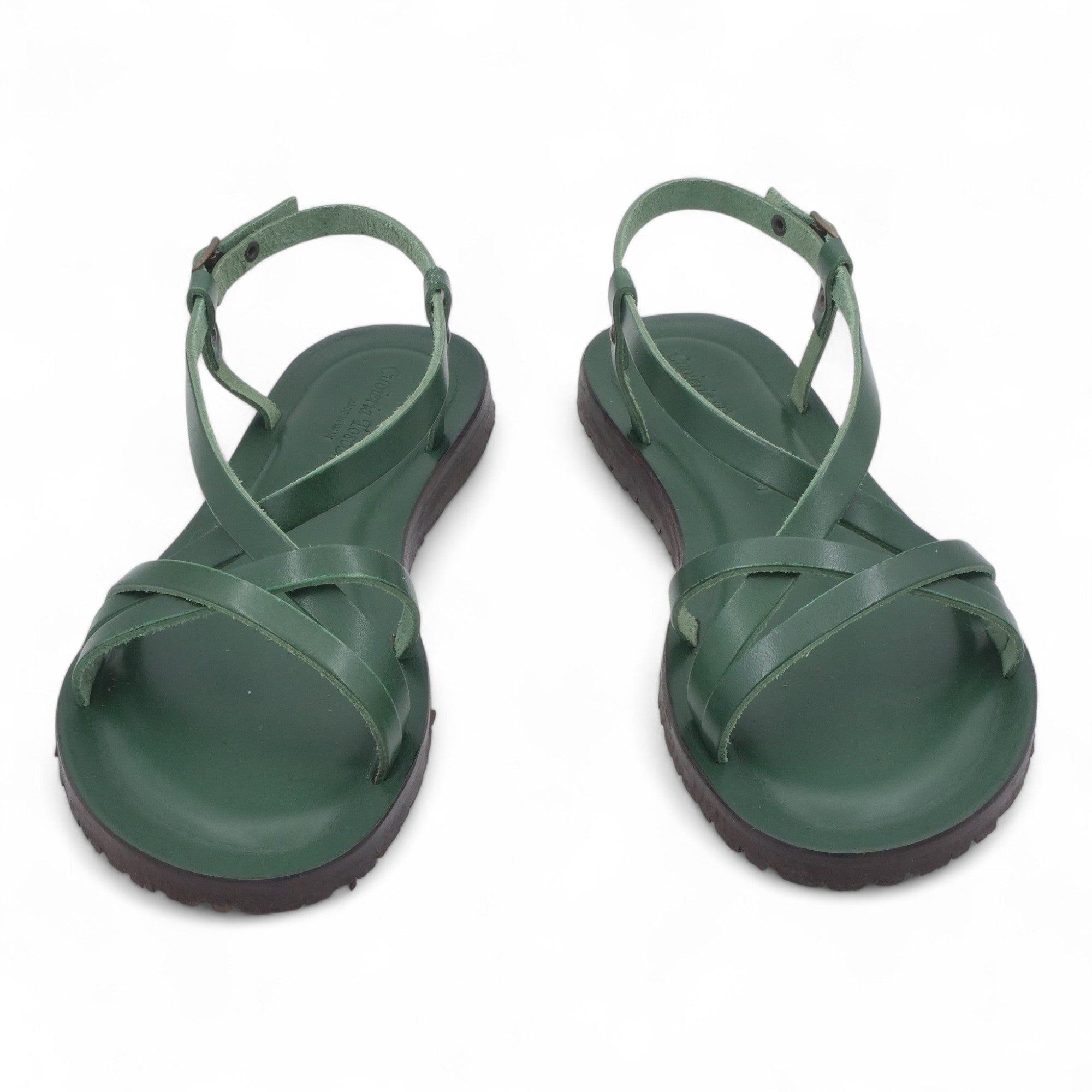 '- ["Artigianato","Cuoieria Toscana","Donna","PE25","Sandali","Sandali Eleganti","Scarpe"] - Sandalo Pelle Green Bay Dive Verde 45 - Lupis SRL