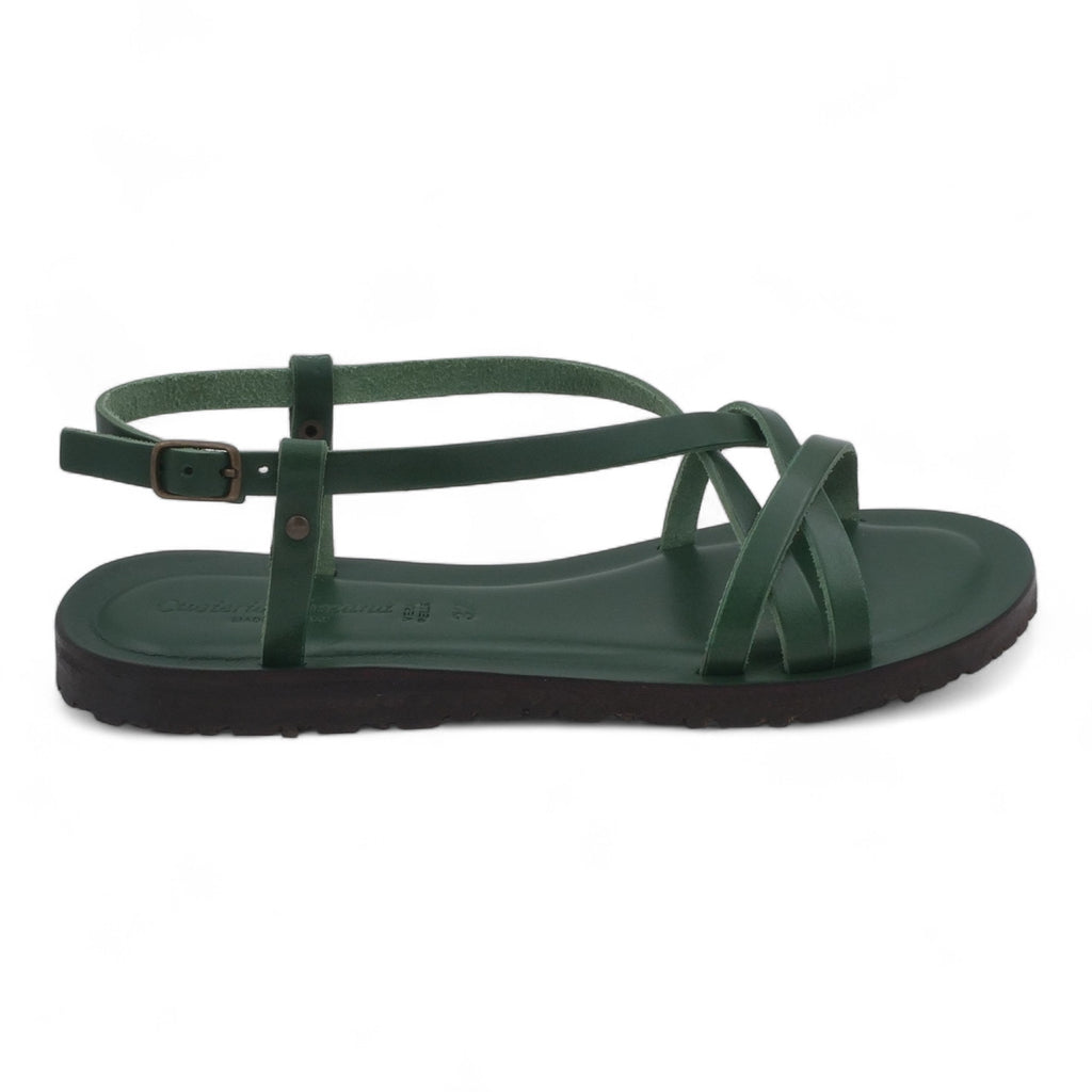 '- ["Artigianato","Cuoieria Toscana","Donna","PE25","Sandali","Sandali Eleganti","Scarpe"] - Sandalo Pelle Green Bay Dive Verde 45 - Lupis SRL