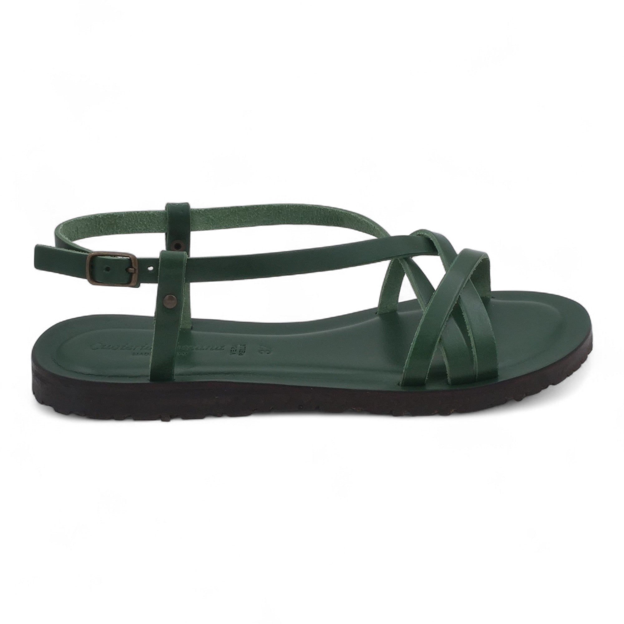 '- ["Artigianato","Cuoieria Toscana","Donna","PE25","Sandali","Sandali Eleganti","Scarpe"] - Sandalo Pelle Green Bay Dive Verde 45 - Lupis SRL