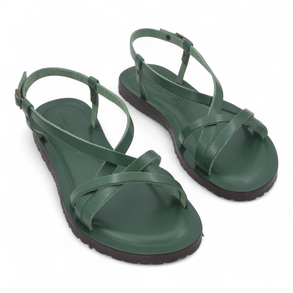 '- ["Artigianato","Cuoieria Toscana","Donna","PE25","Sandali","Sandali Eleganti","Scarpe"] - Sandalo Pelle Green Bay Dive Verde 45 - Lupis SRL