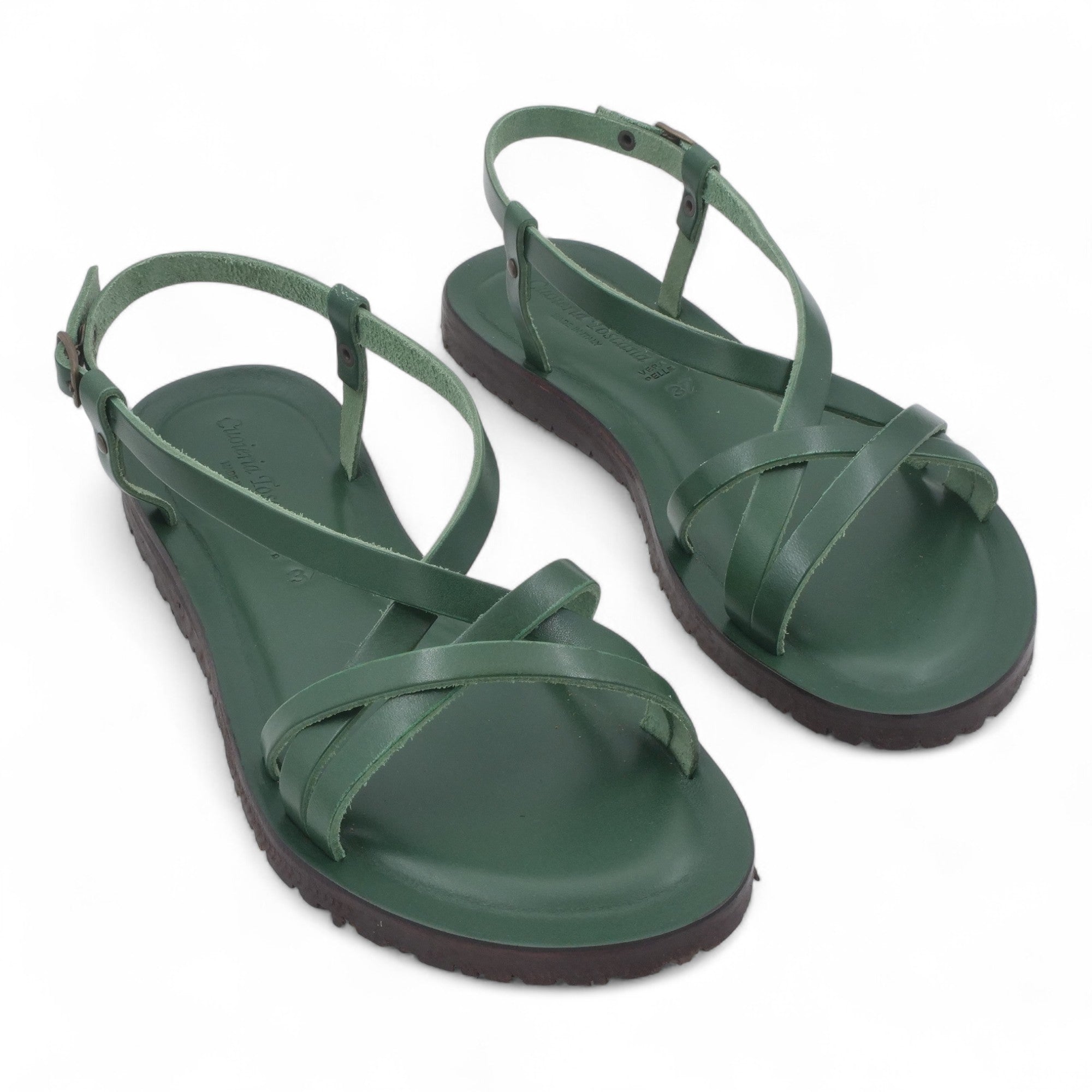 '- ["Artigianato","Cuoieria Toscana","Donna","PE25","Sandali","Sandali Eleganti","Scarpe"] - Sandalo Pelle Green Bay Dive Verde 45 - Lupis SRL