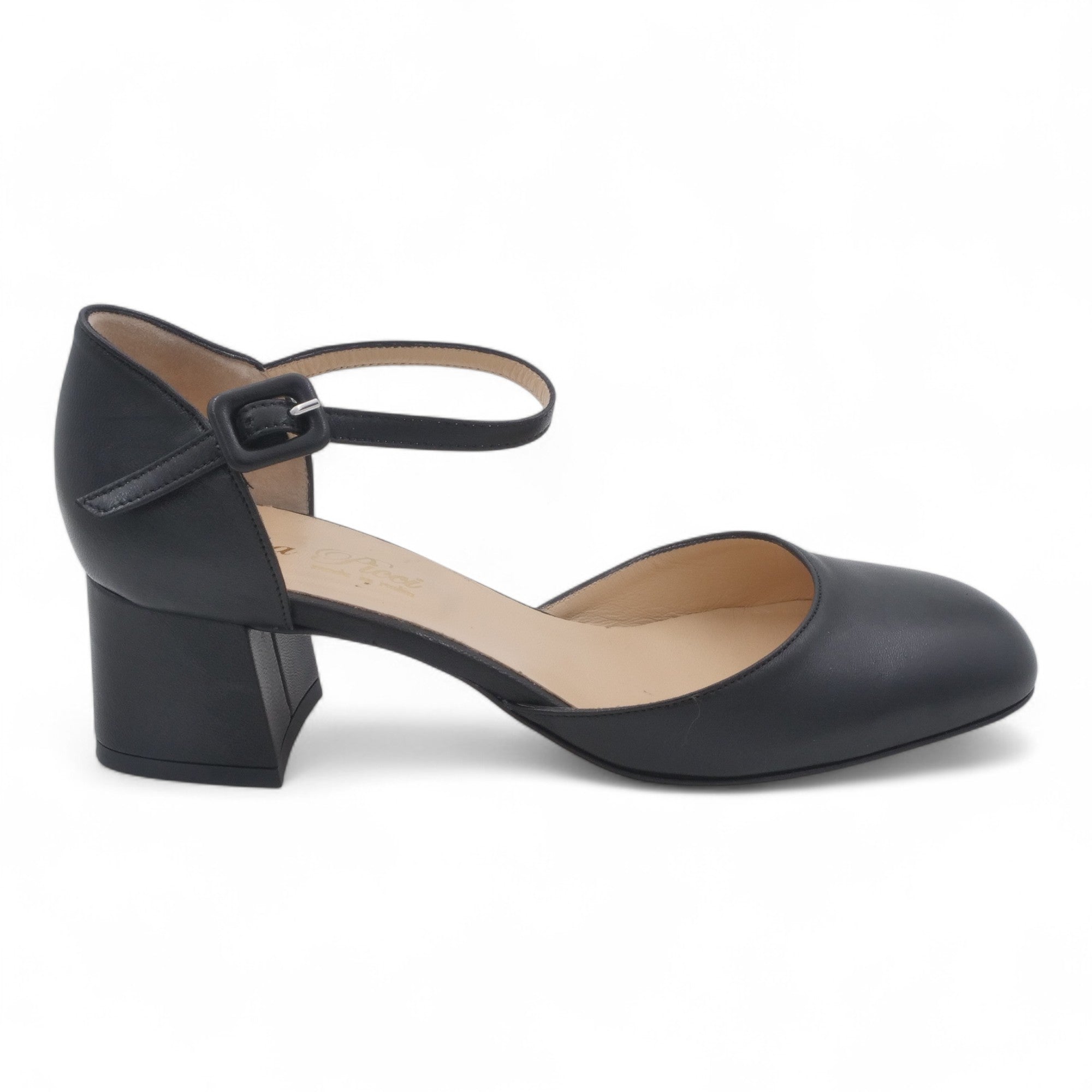 '- ["Artigianato","Cinturino","Donna","Eva Picci","Scarpe","Tacco"] - Scarpe Da Donna Eva Picci 2003 Aperta ai Lati in Pelle Nera - Lupis SRL