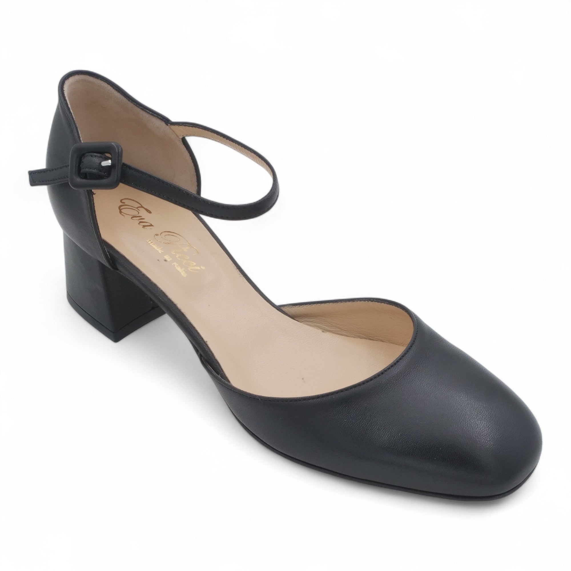 '- ["Artigianato","Cinturino","Donna","Eva Picci","Scarpe","Tacco"] - Scarpe Da Donna Eva Picci 2003 Aperta ai Lati in Pelle Nera - Lupis SRL