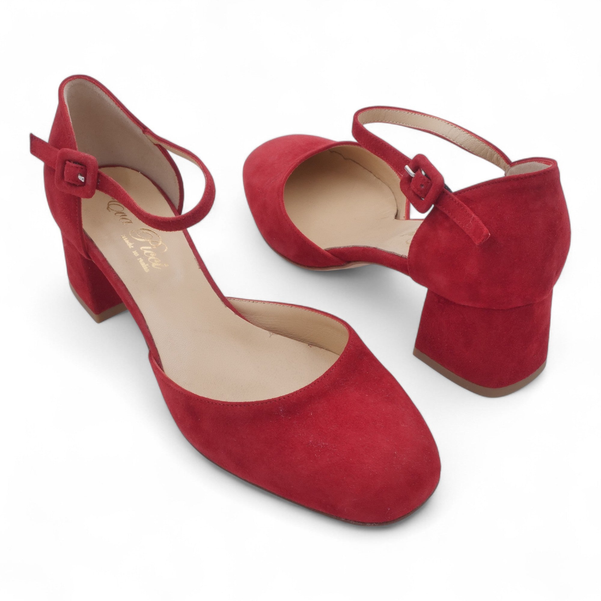 '- ["Artigianato","Cinturino","Donna","Eva Picci","Scarpe","Tacco"] - Scarpe Da Donna Eva Picci 2003 Aperta ai Lati in Pelle Rossa - Lupis SRL