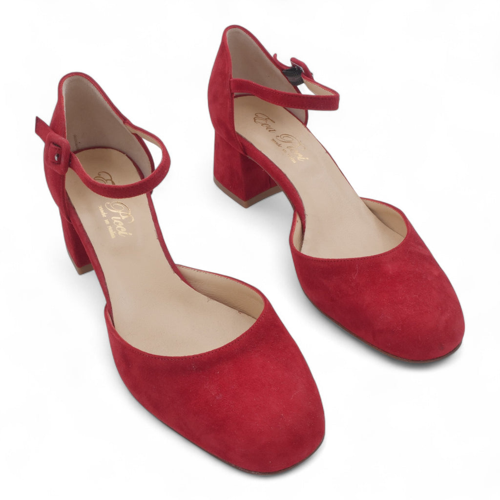 '- ["Artigianato","Cinturino","Donna","Eva Picci","Scarpe","Tacco"] - Scarpe Da Donna Eva Picci 2003 Aperta ai Lati in Pelle Rossa - Lupis SRL
