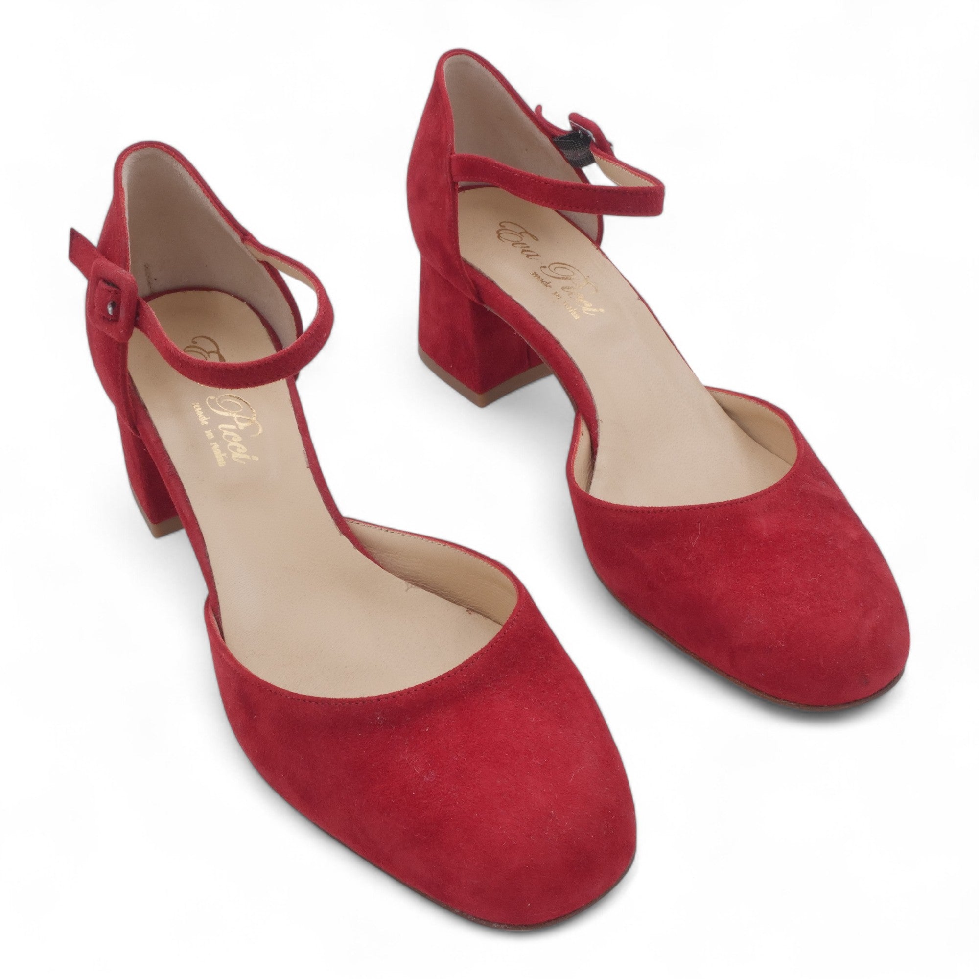 '- ["Artigianato","Cinturino","Donna","Eva Picci","Scarpe","Tacco"] - Scarpe Da Donna Eva Picci 2003 Aperta ai Lati in Pelle Rossa - Lupis SRL