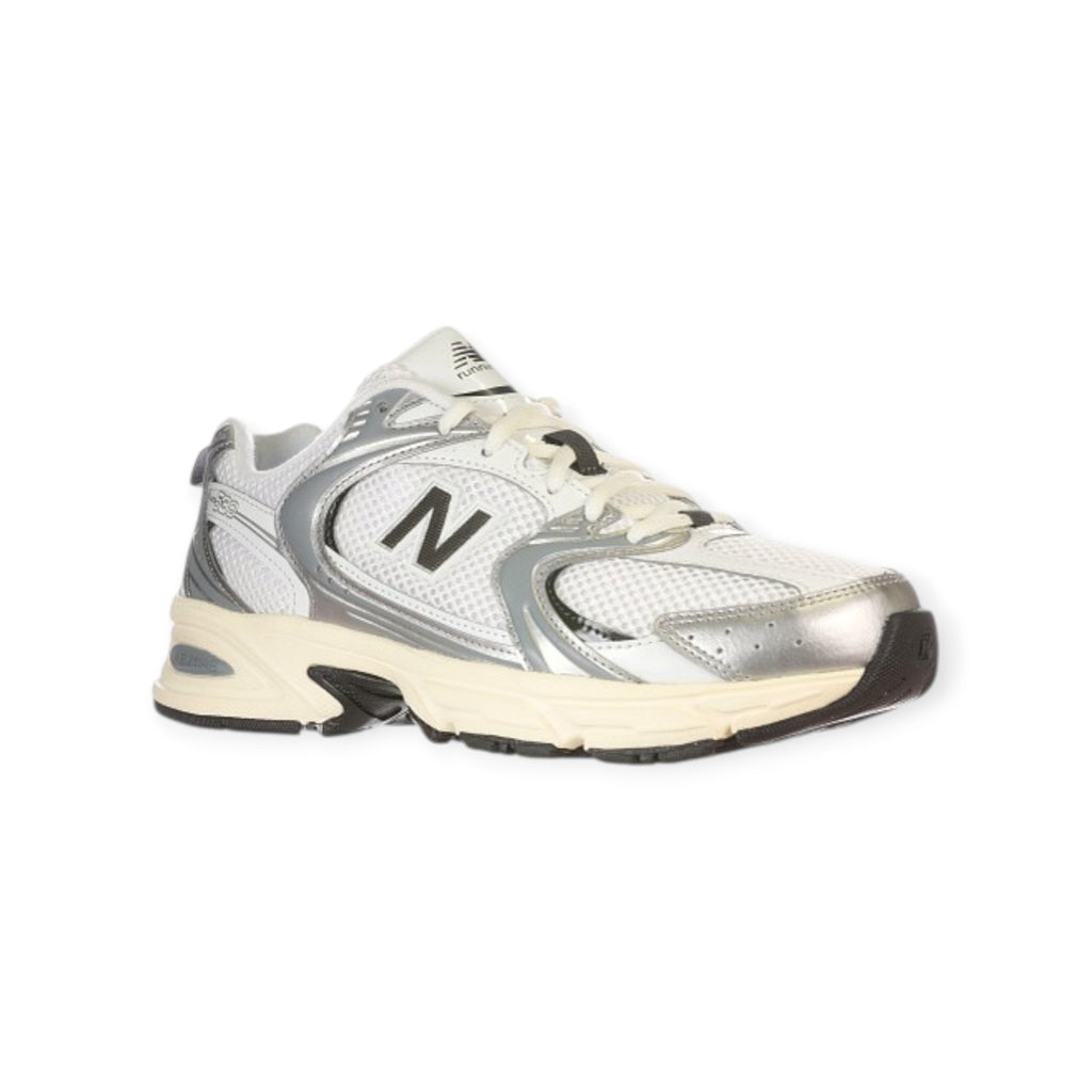 '- ["Donna","FW25","New Balance","Scarpe","Scarpe sportive","Unisex"] - Scarpe sportive Unisex New Balance Lifestyle Unisex TIER 3 Synthetic Mesh Silver Metallic Black U530ESA - Lupis SRL