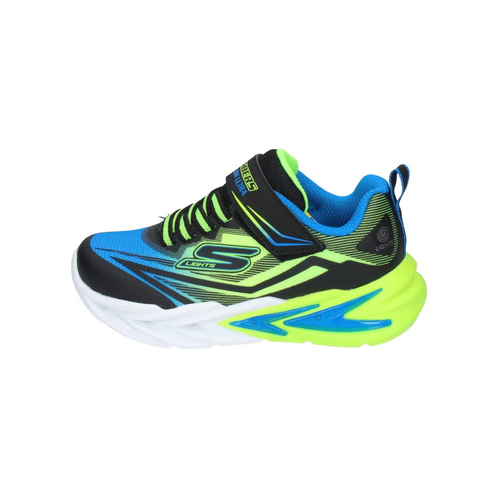 Skechers Kids Flex Glow Ultra Sport Shoes Black Blue Lime 400139L-BBLM