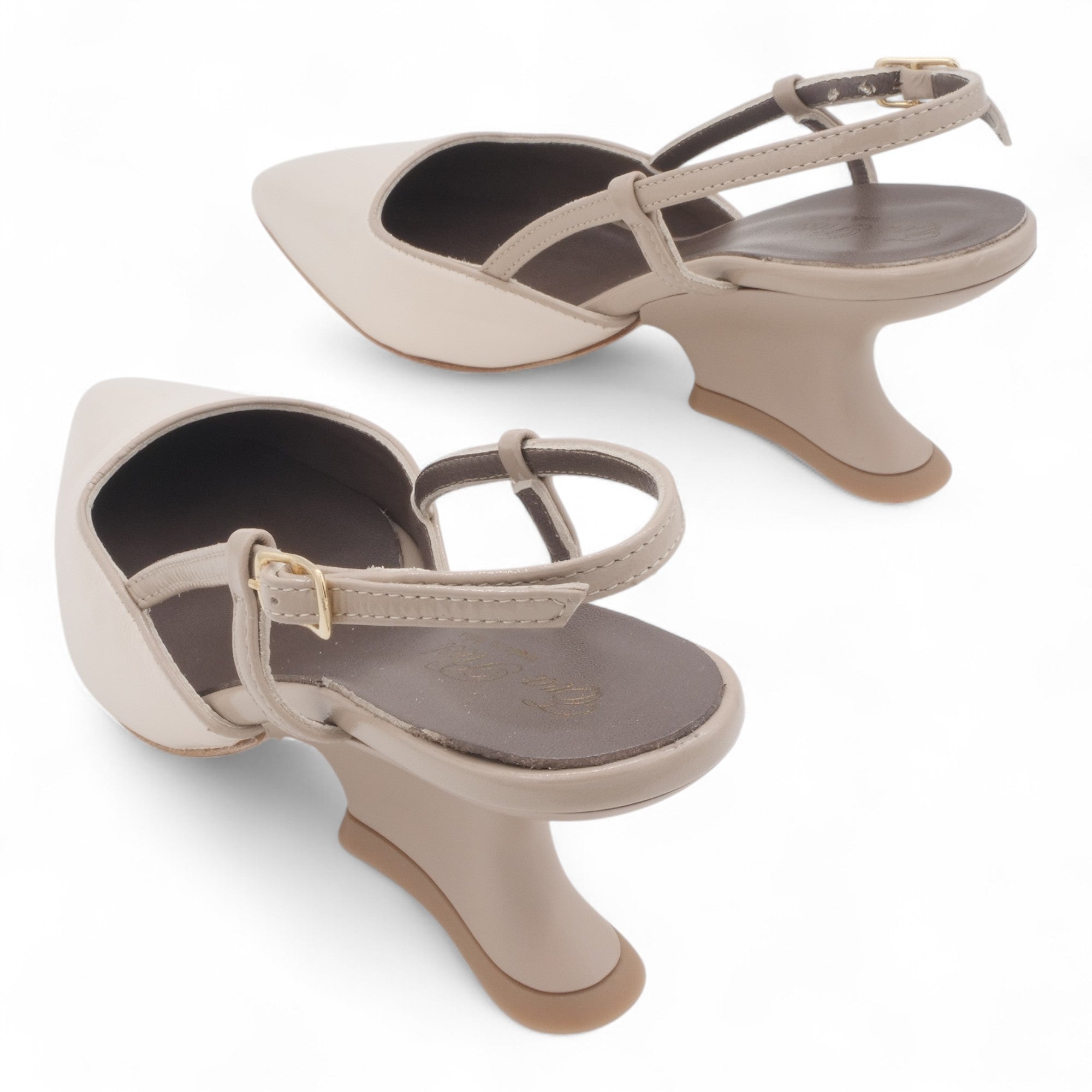 '- ["Artigianato","Donna","Eva Picci","Scarpe","Slingback","Tacco"] - Slingback Da Donna Eva Picci 1718 Slingback Tacco Lux Vaniglia Taupe - Lupis SRL