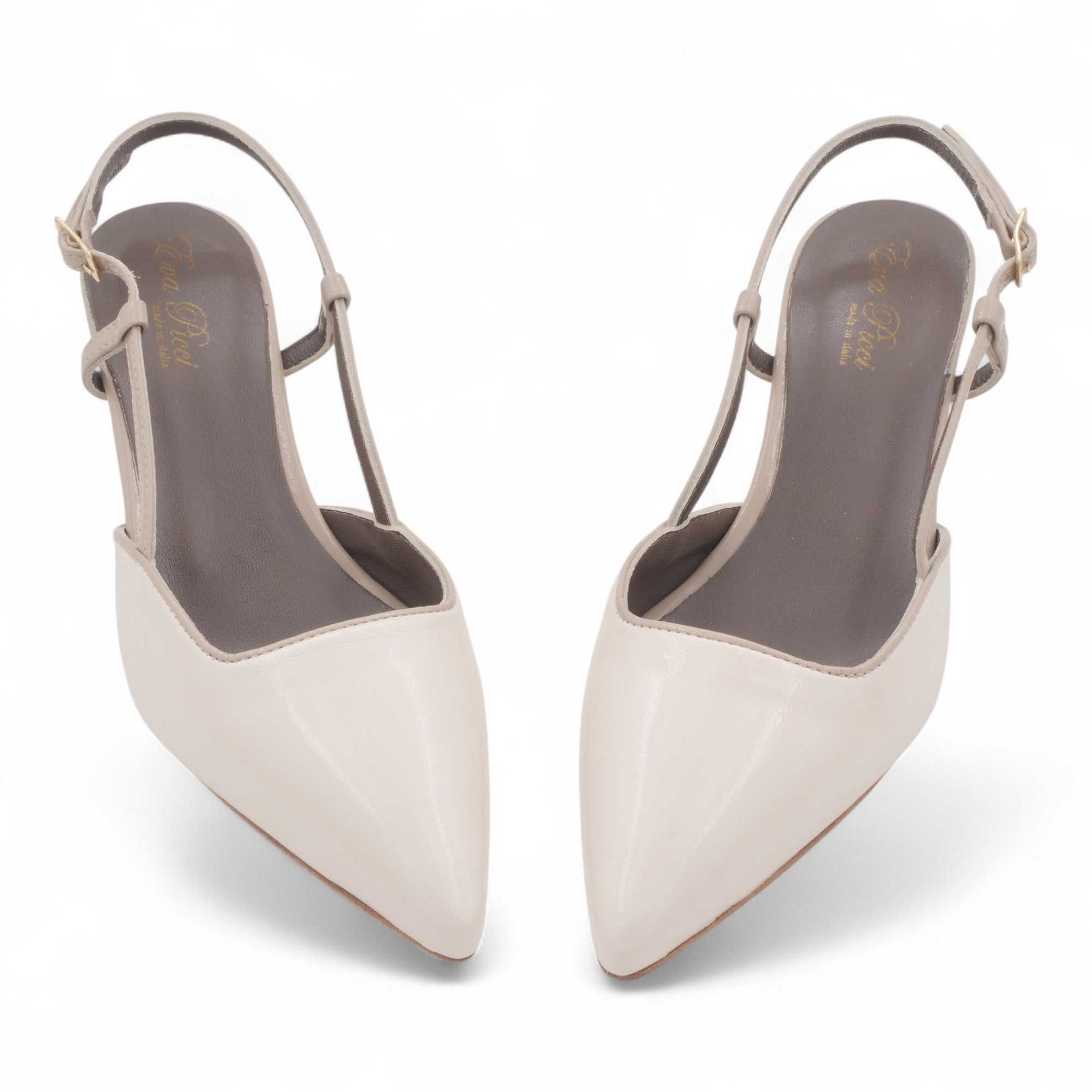 '- ["Artigianato","Donna","Eva Picci","Scarpe","Slingback","Tacco"] - Slingback Da Donna Eva Picci 1718 Slingback Tacco Lux Vaniglia Taupe - Lupis SRL