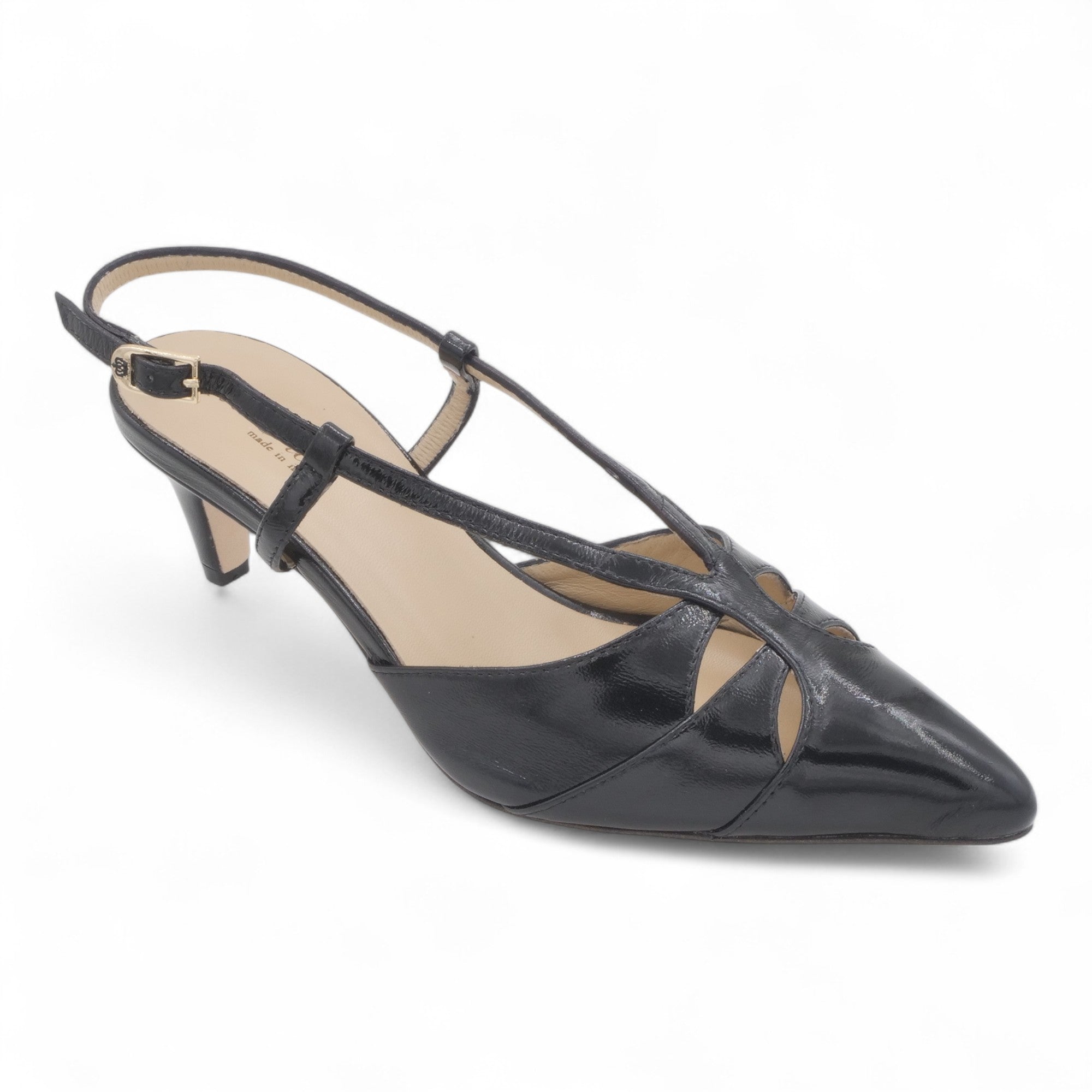 '- ["Artigianato","Donna","Eva Picci","Scarpe","Slingback","Tacco"] - Slingback Da Donna Eva Picci 1757 Ballerina Slingback Lux Nero - Lupis SRL
