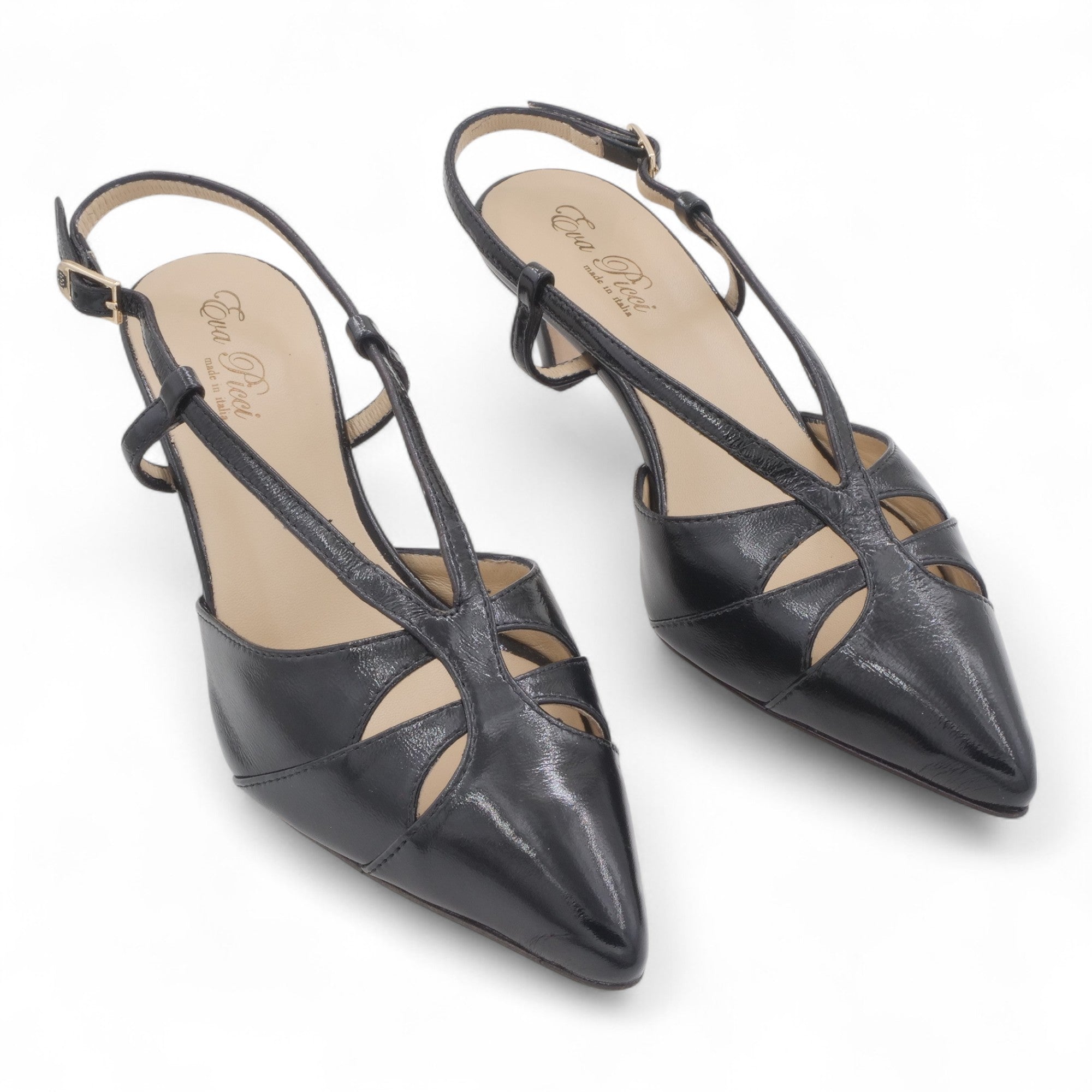 '- ["Artigianato","Donna","Eva Picci","Scarpe","Slingback","Tacco"] - Slingback Da Donna Eva Picci 1757 Ballerina Slingback Lux Nero - Lupis SRL
