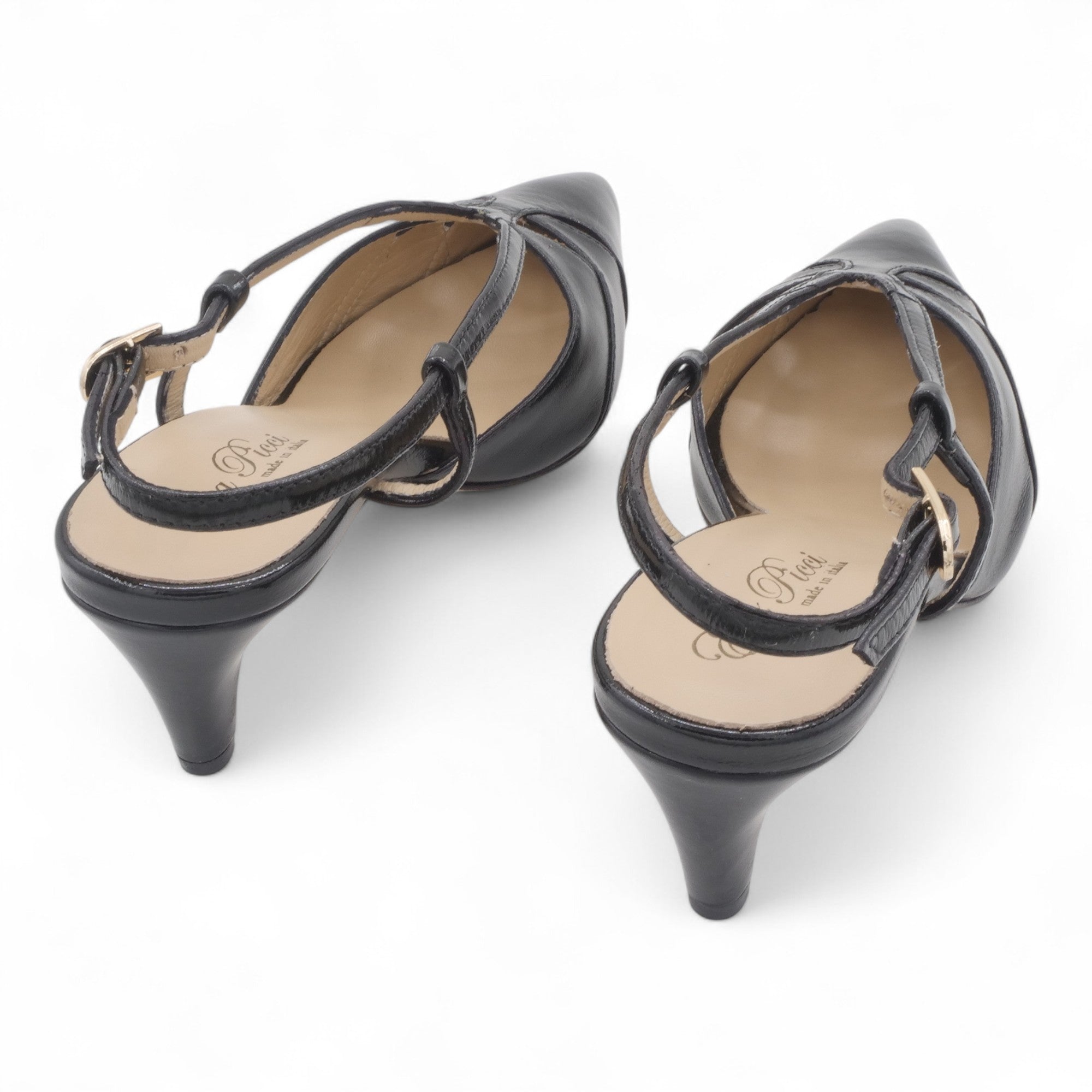'- ["Artigianato","Donna","Eva Picci","Scarpe","Slingback","Tacco"] - Slingback Da Donna Eva Picci 1757 Ballerina Slingback Lux Nero - Lupis SRL