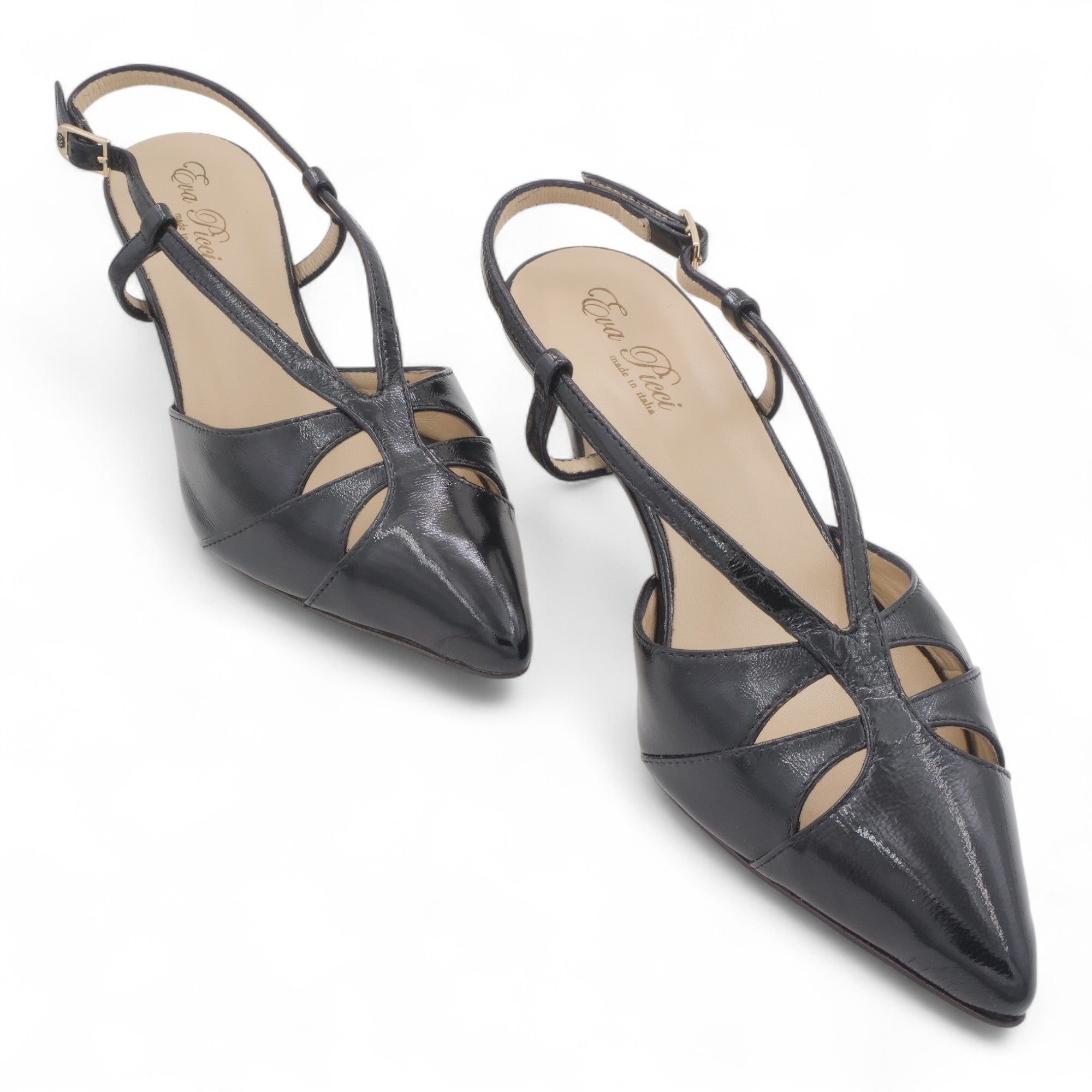 '- ["Artigianato","Donna","Eva Picci","Scarpe","Slingback","Tacco"] - Slingback Da Donna Eva Picci 1757 Ballerina Slingback Lux Nero - Lupis SRL