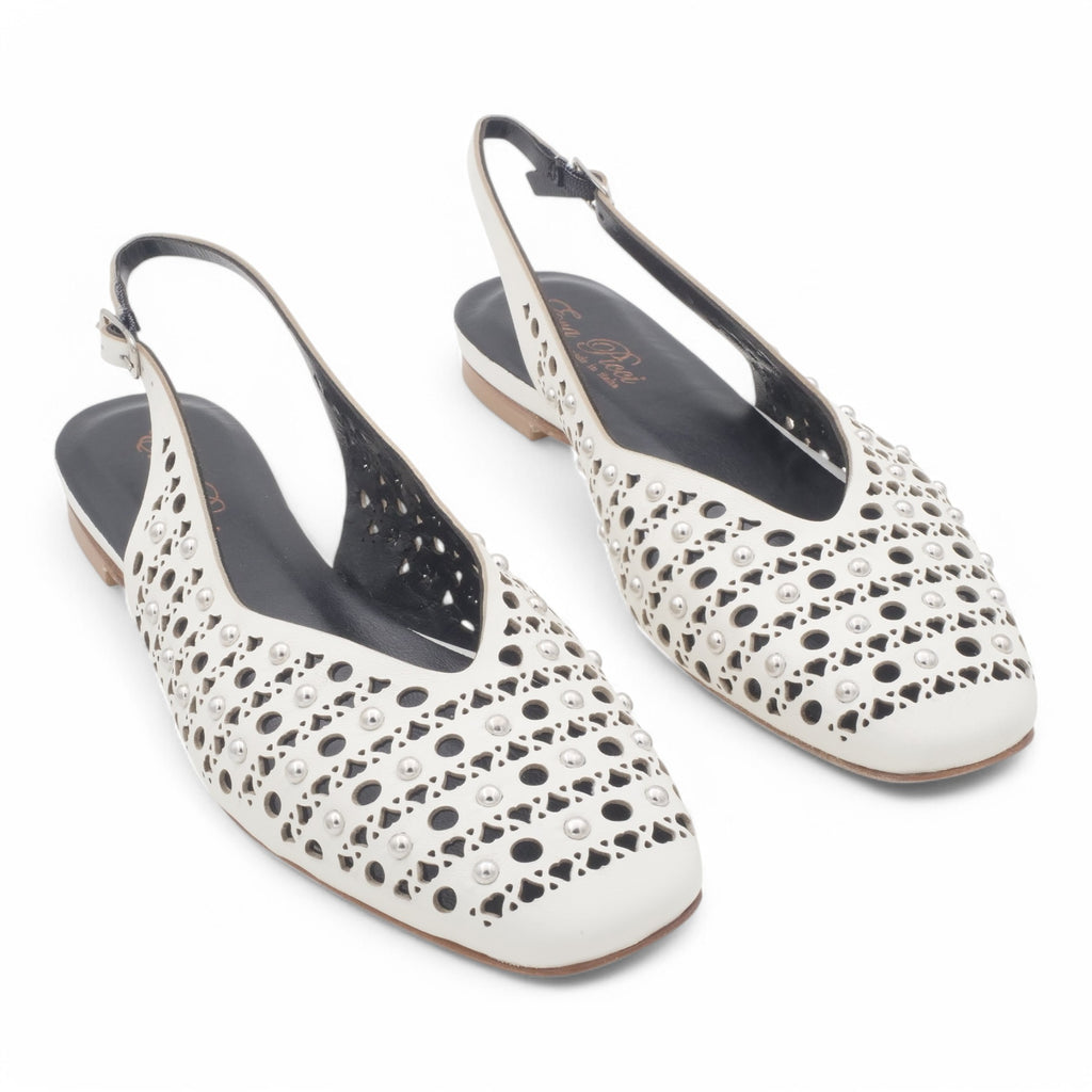'- ["Artigianato","Donna","Eva Picci","PE25","Scarpe","Slingback"] - Slingback da Donna Eva Picci Off White Borchie CH2524 - Lupis SRL