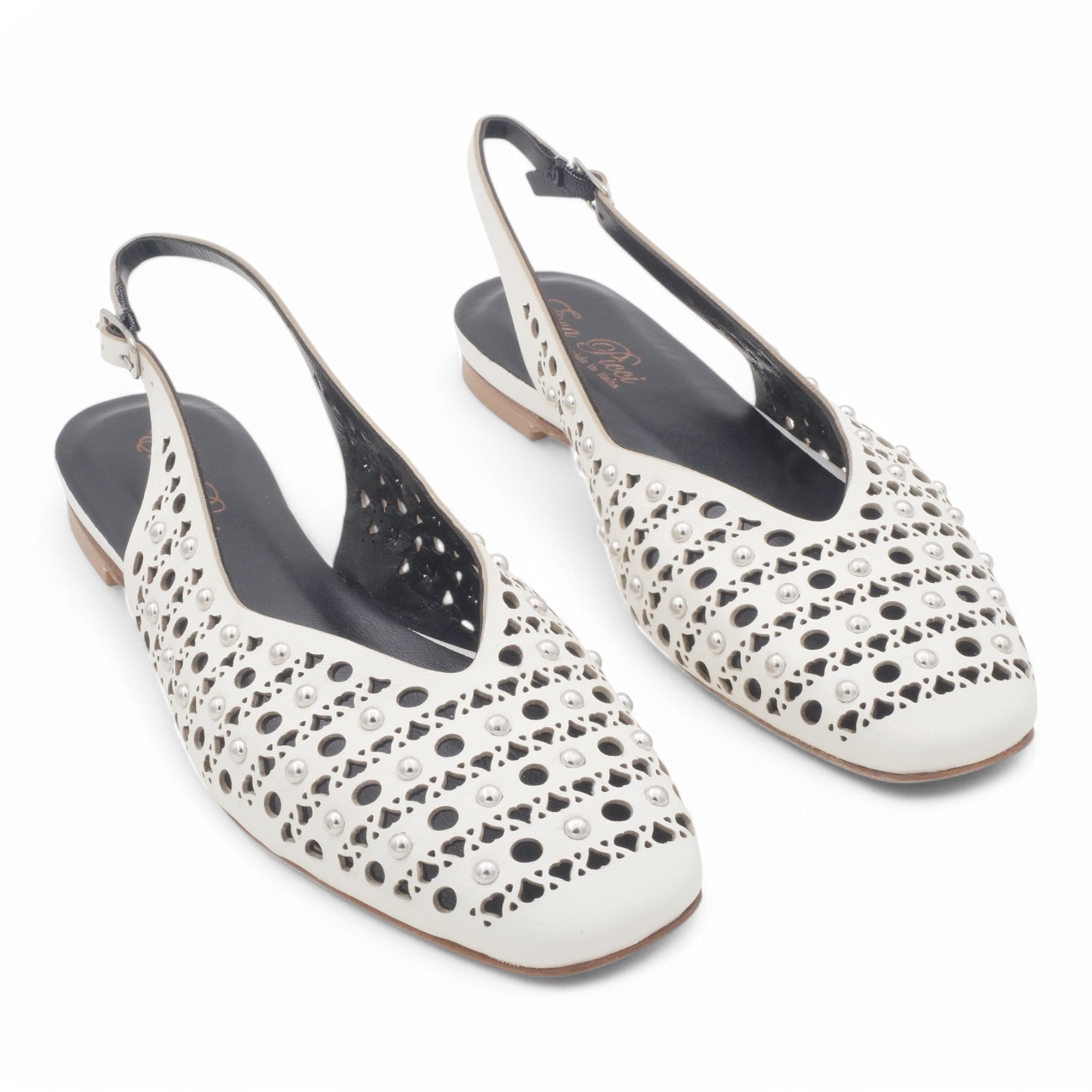 '- ["Artigianato","Donna","Eva Picci","PE25","Scarpe","Slingback"] - Slingback da Donna Eva Picci Off White Borchie CH2524 - Lupis SRL