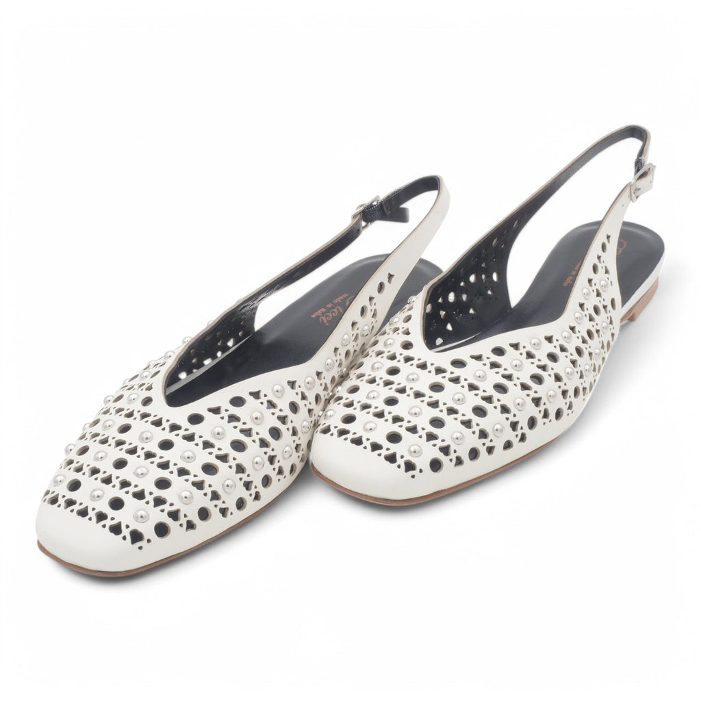 '- ["Artigianato","Donna","Eva Picci","PE25","Scarpe","Slingback"] - Slingback da Donna Eva Picci Off White Borchie CH2524 - Lupis SRL