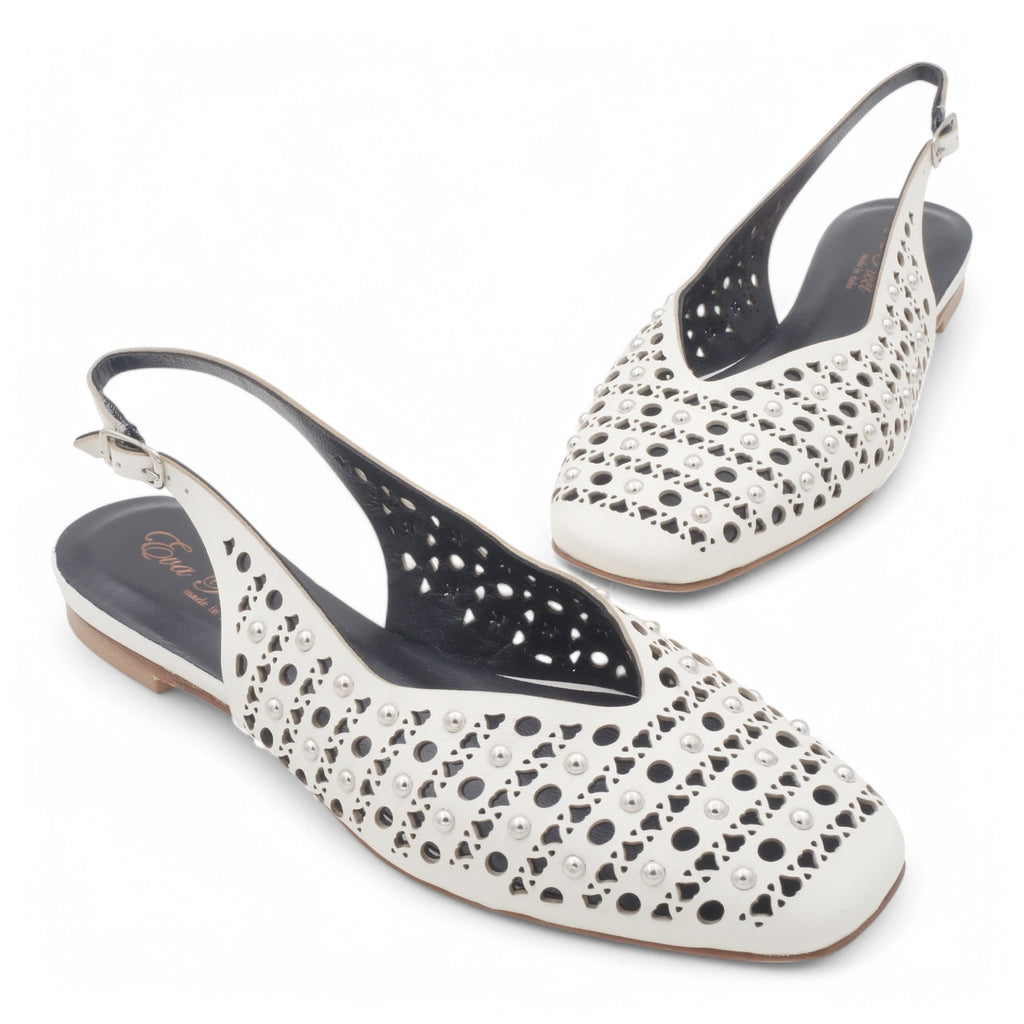 '- ["Artigianato","Donna","Eva Picci","PE25","Scarpe","Slingback"] - Slingback da Donna Eva Picci Off White Borchie CH2524 - Lupis SRL