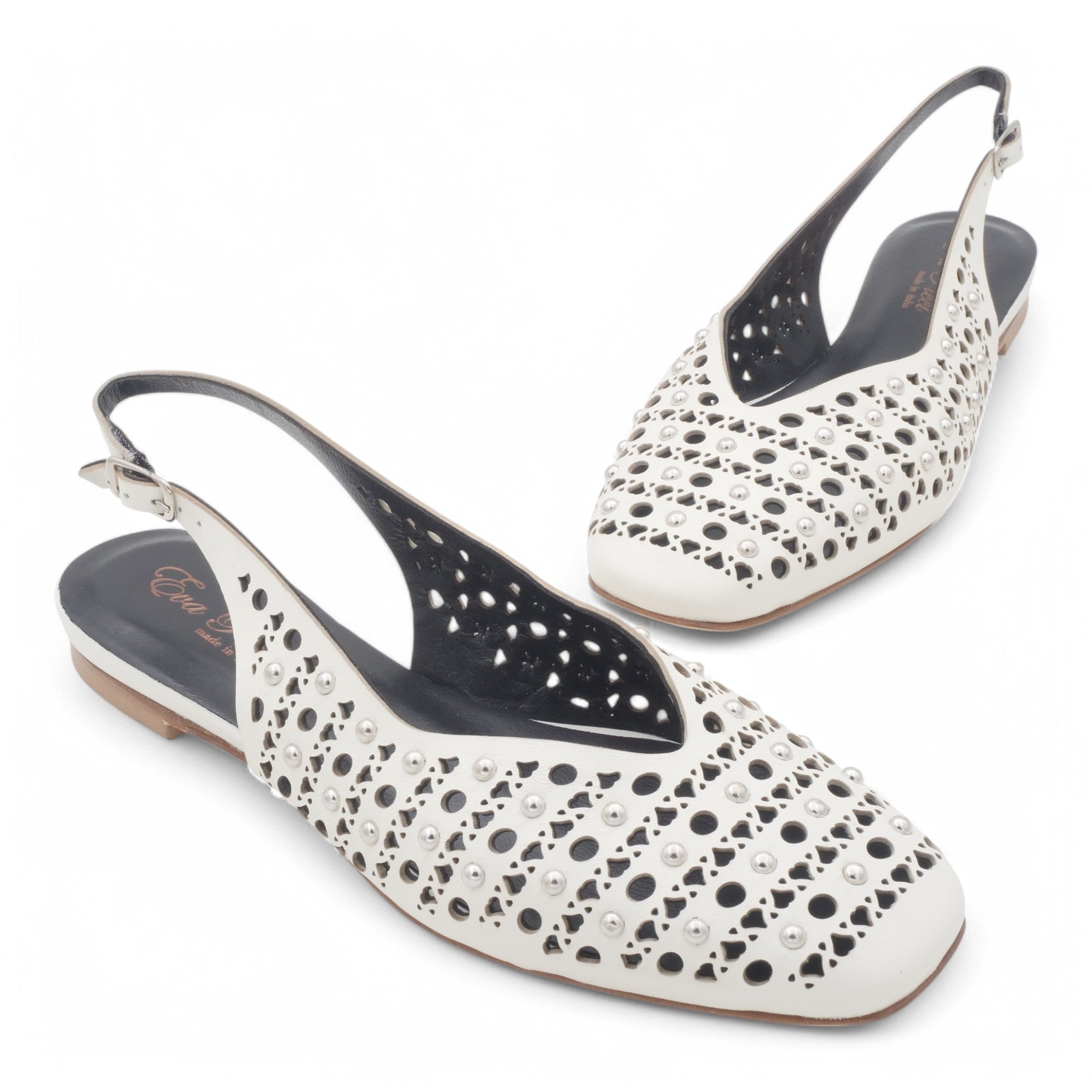 '- ["Artigianato","Donna","Eva Picci","PE25","Scarpe","Slingback"] - Slingback da Donna Eva Picci Off White Borchie CH2524 - Lupis SRL