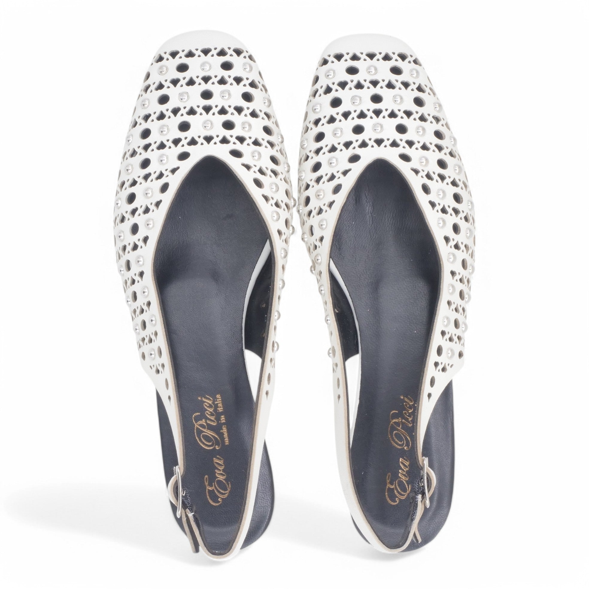 '- ["Artigianato","Donna","Eva Picci","PE25","Scarpe","Slingback"] - Slingback da Donna Eva Picci Off White Borchie CH2524 - Lupis SRL