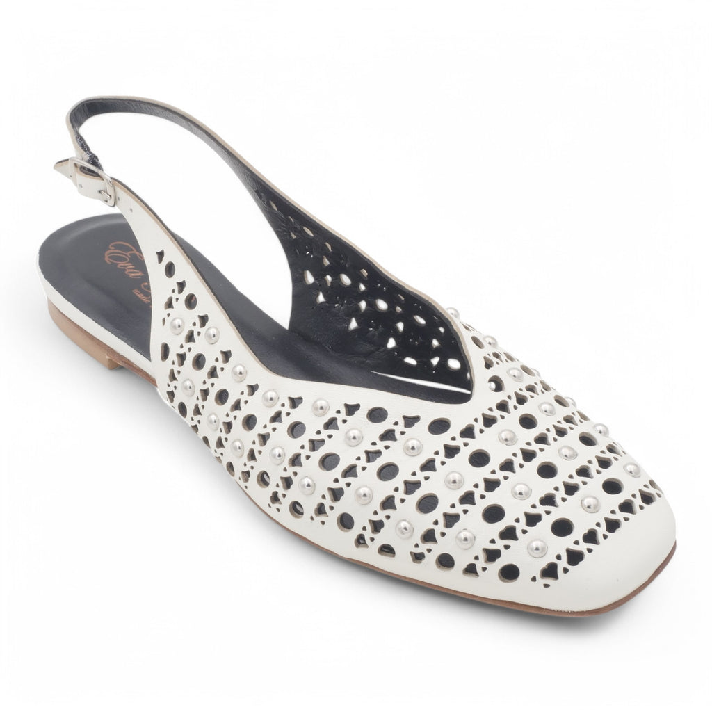 '- ["Artigianato","Donna","Eva Picci","PE25","Scarpe","Slingback"] - Slingback da Donna Eva Picci Off White Borchie CH2524 - Lupis SRL