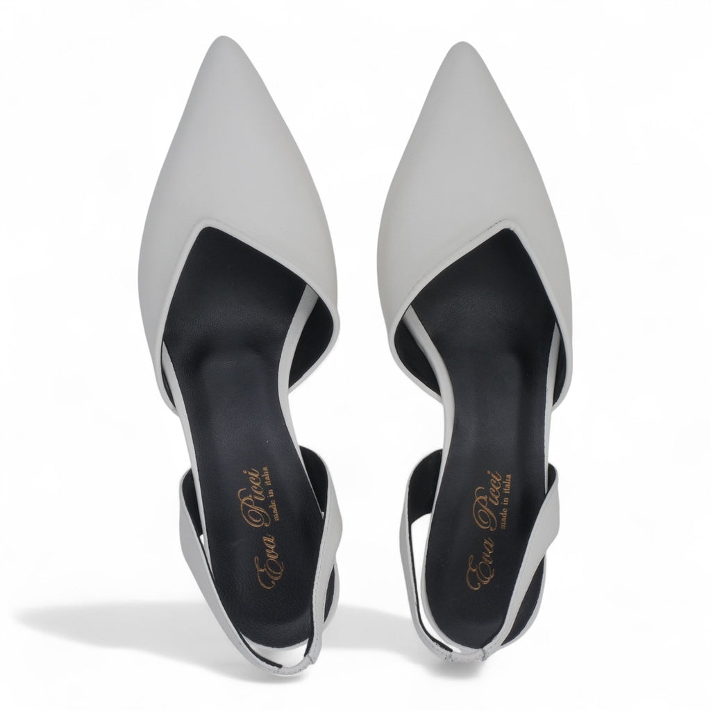 '- ["Artigianato","Donna","Eva Picci","PE25","Scarpe","Slingback","Tacco"] - Slingback da Donna Eva Picci Off White T.35 CH2533 - Lupis SRL