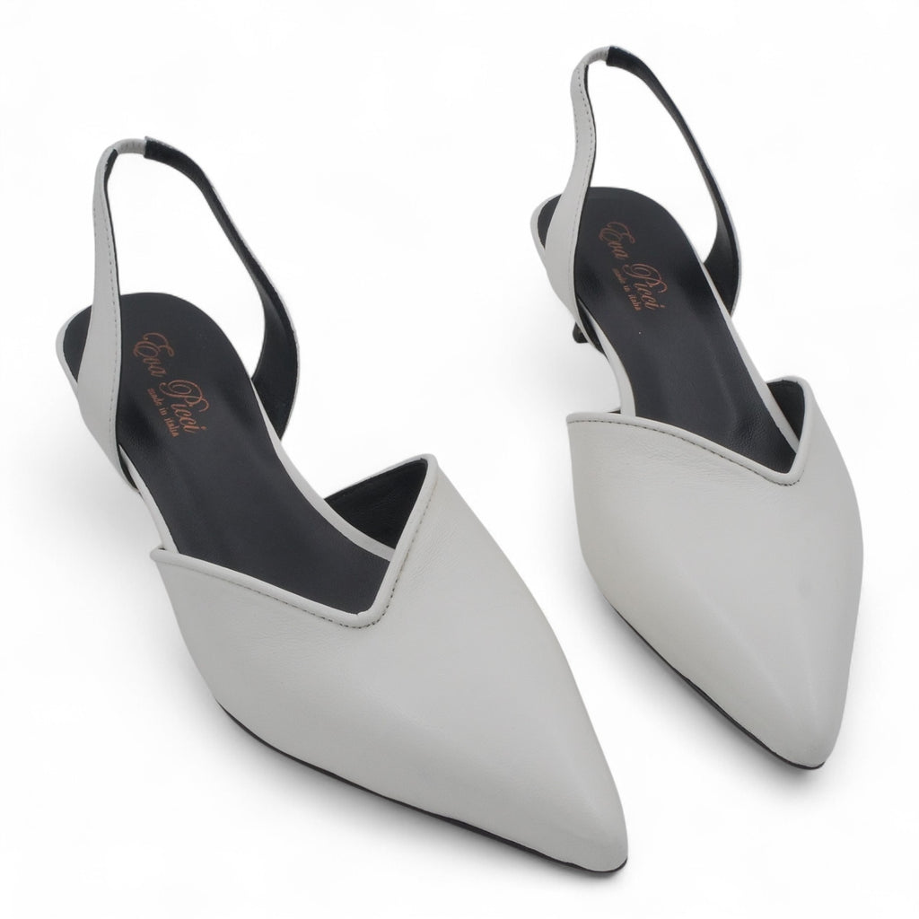 '- ["Artigianato","Donna","Eva Picci","PE25","Scarpe","Slingback","Tacco"] - Slingback da Donna Eva Picci Off White T.35 CH2533 - Lupis SRL
