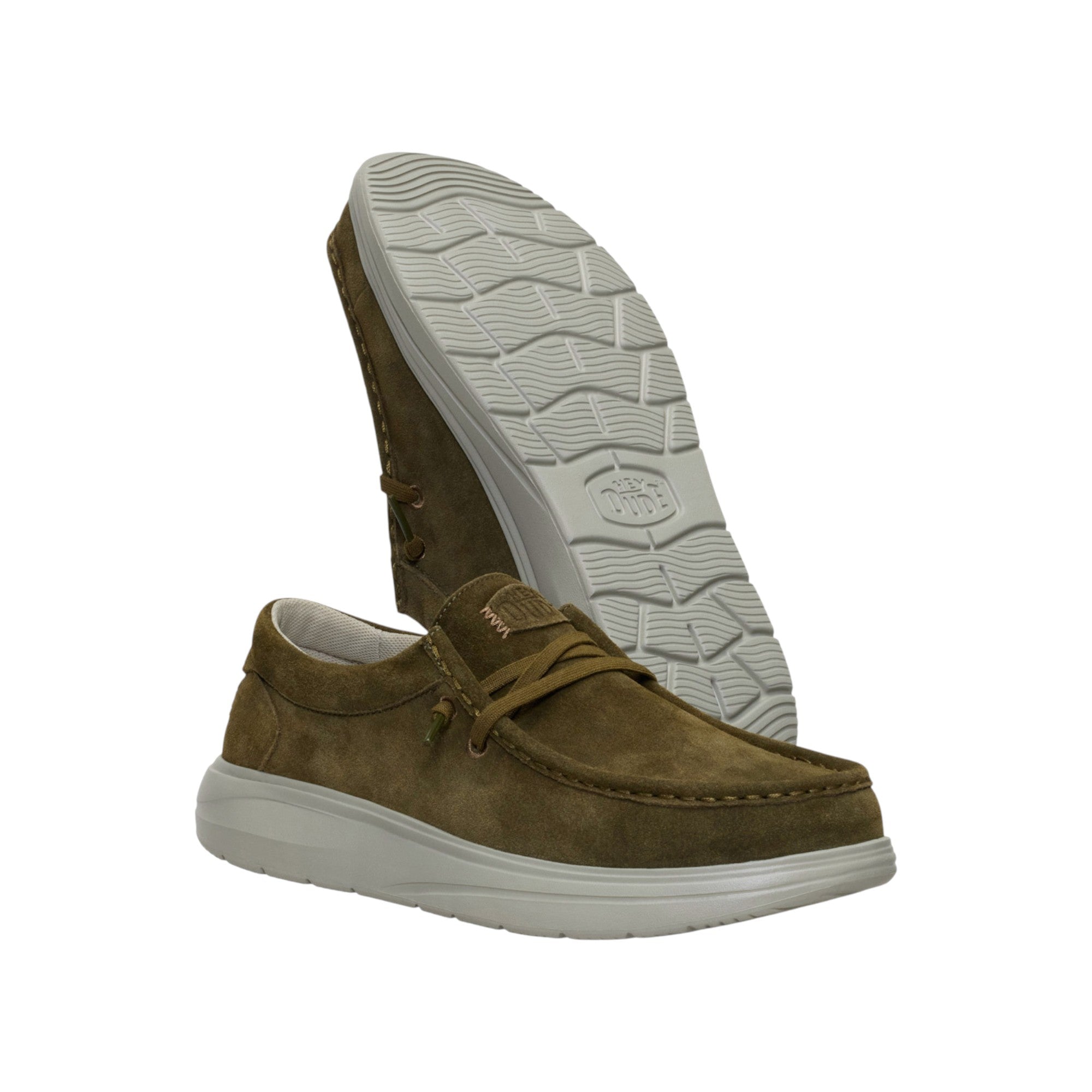 '- ["FW25","HEYDUDE","Scarpe","Scarpe sportive","Slip-on","Uomo"] - Slip On HEYDUDE Wally Comf Suede Dark Olive Stone Grey 41975-3AF - Lupis SRL