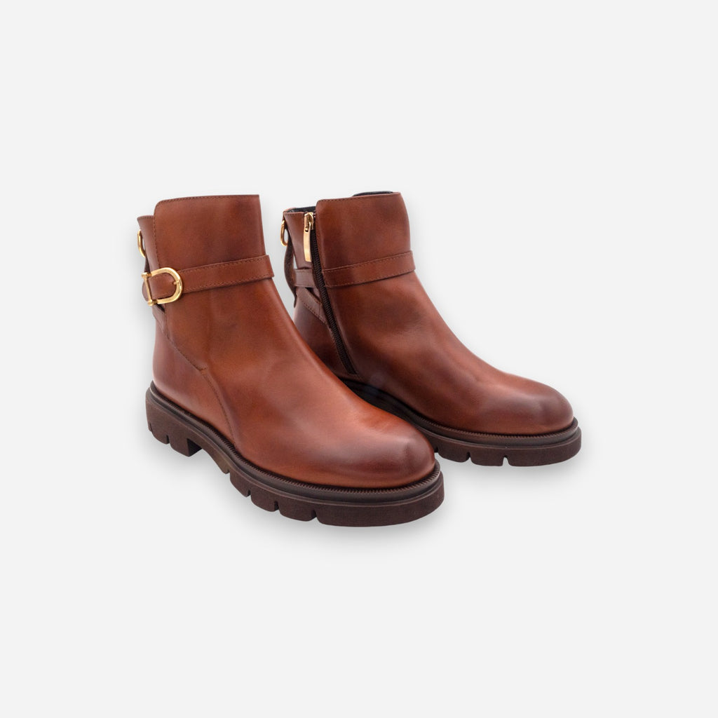 Gianni Crasto Nature Leather Tobacco Women's Ankle Boots 7690