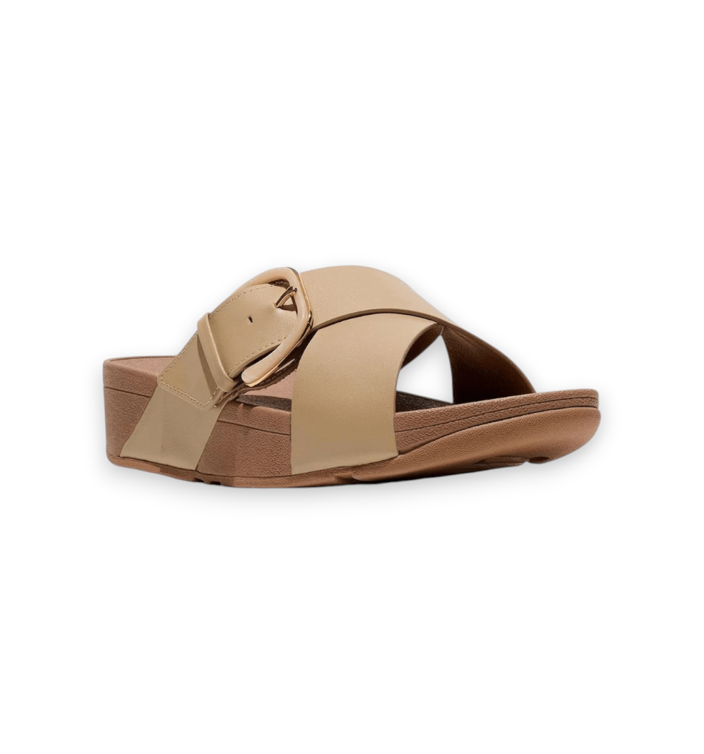 FitFlop Women's Lulu Cross Slide Inlay Cappuccino JE8-923