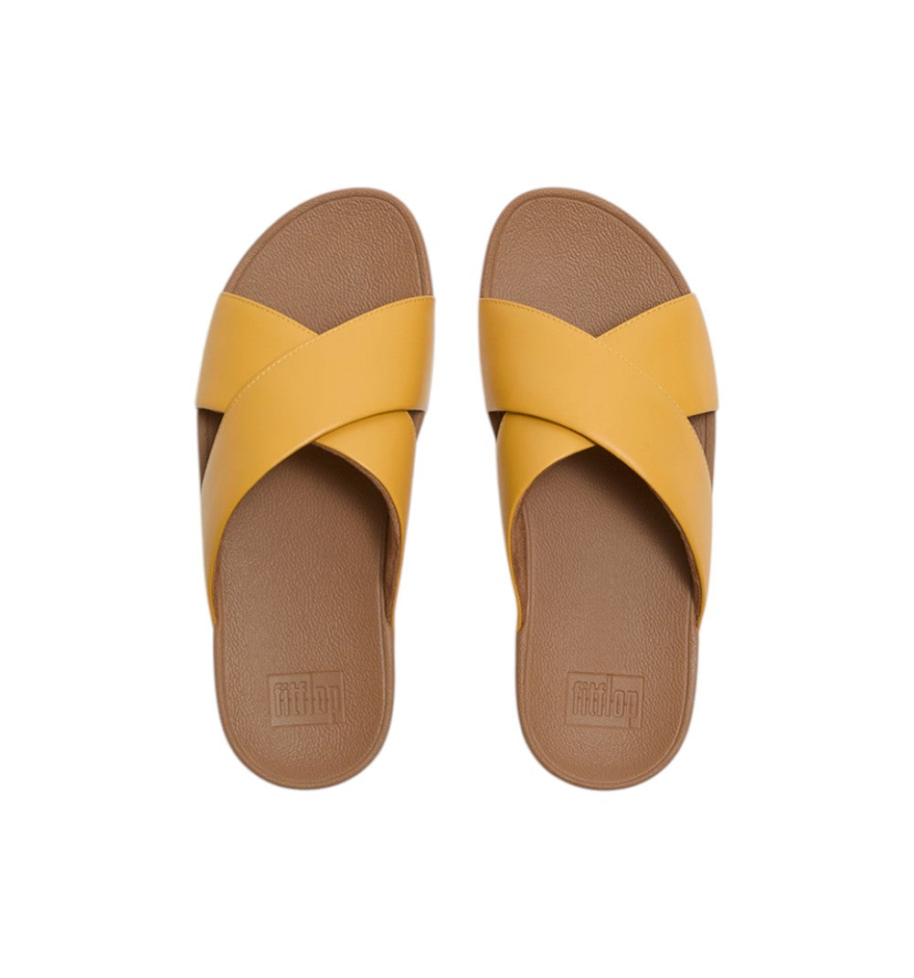 FitFlop Women's Lulu Cross Slide Leather Honey Gold K04-D65