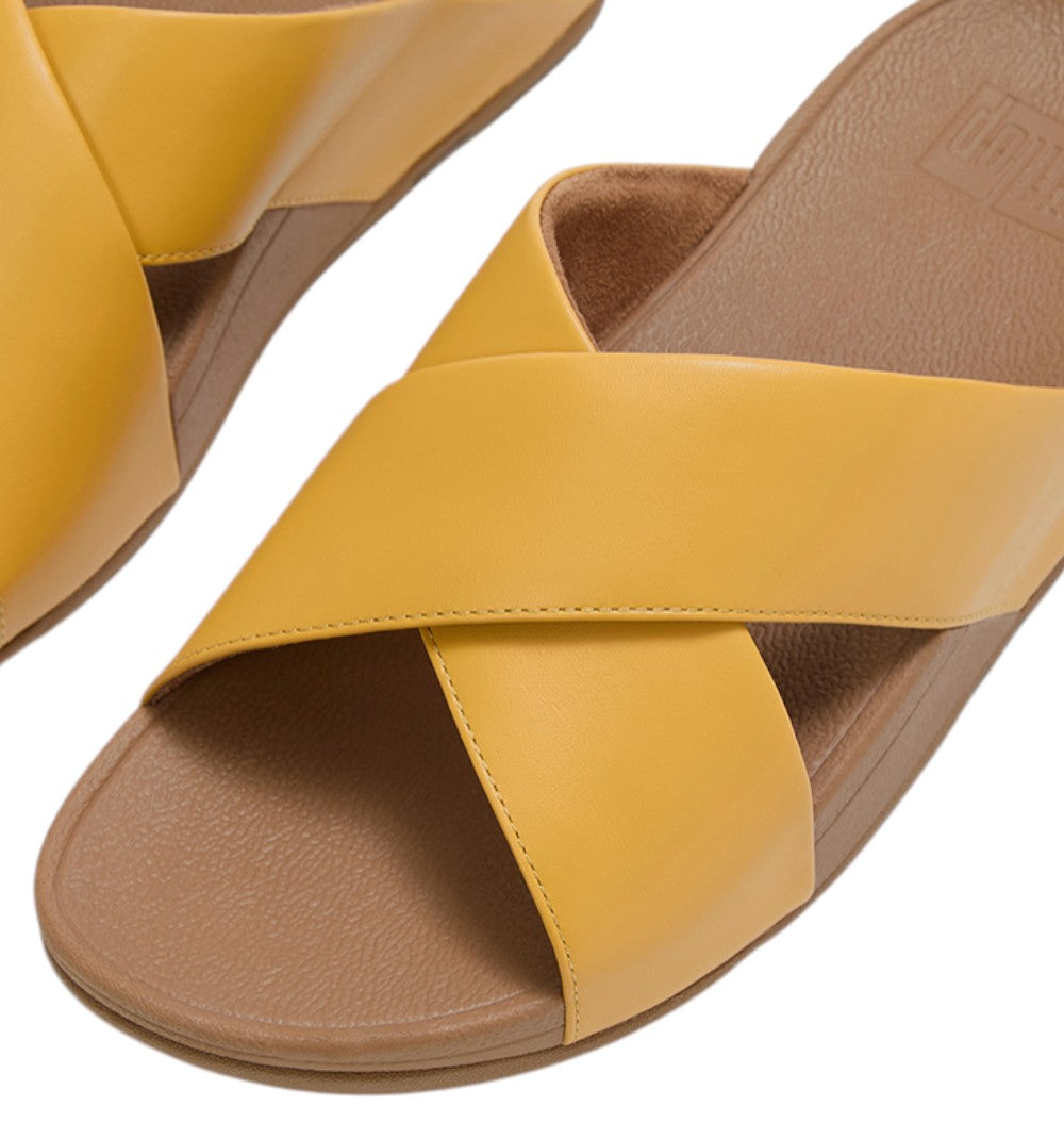FitFlop Ciabatta Donna Lulu Cross Slide Leather Honey Gold K04-D65